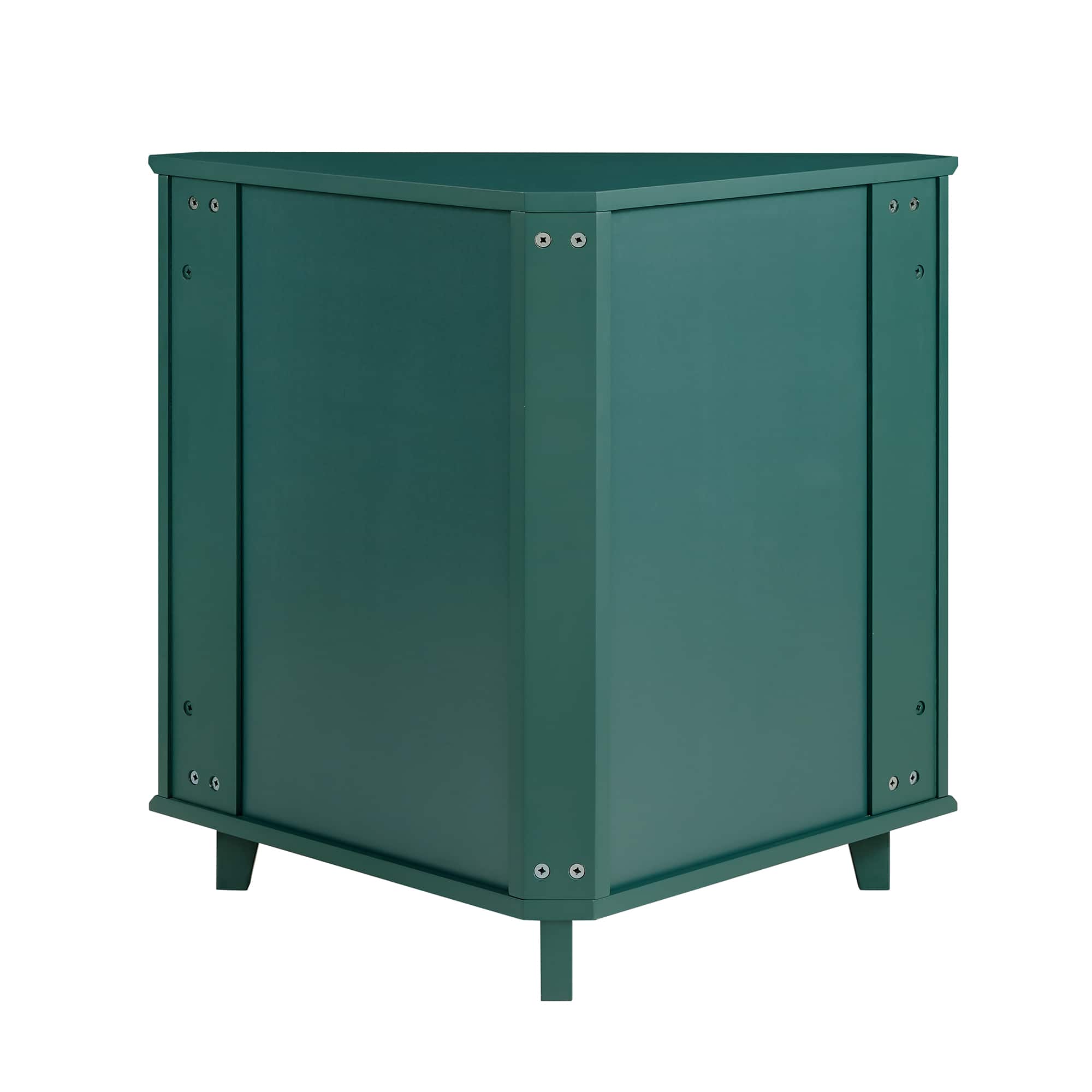 Walker Edison 30" Dark Teal Fretwork Corner Accent Cabinet