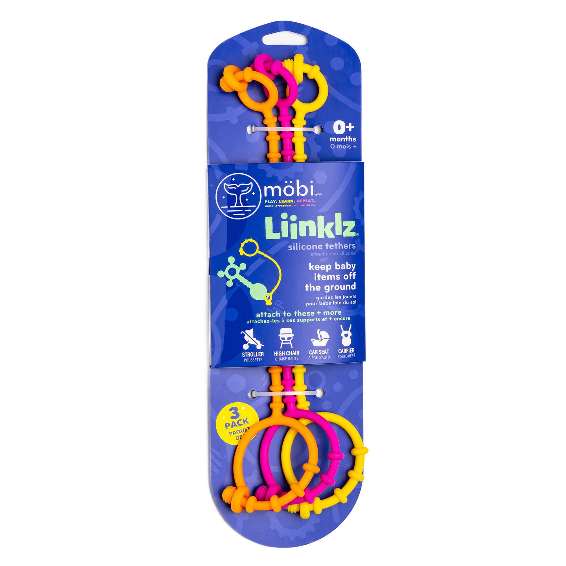 Mobi LIINKLZ® Silicone Vibrand Tether Set, Pack of 3