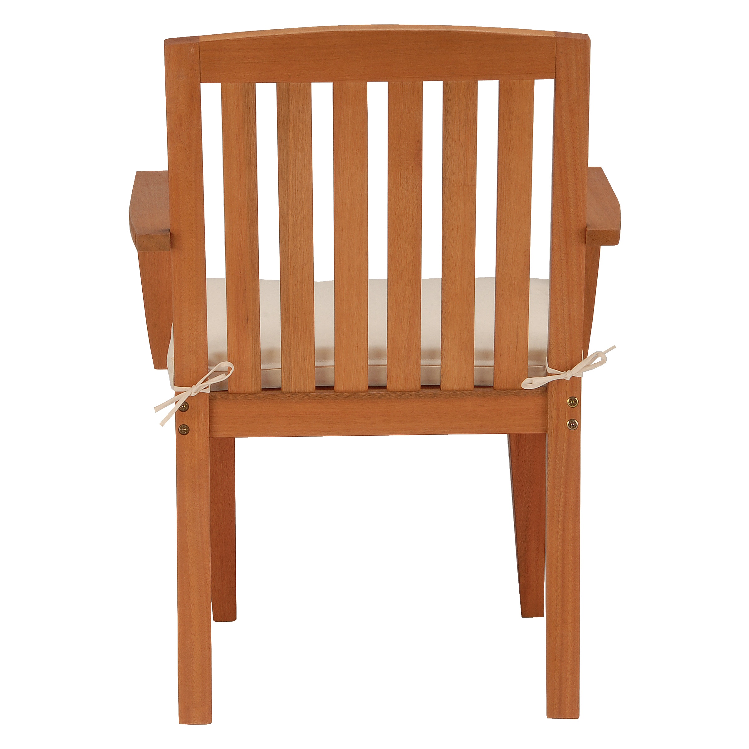 Eucalyptus Grandis Wood Dining Armchair with Beige Cushion