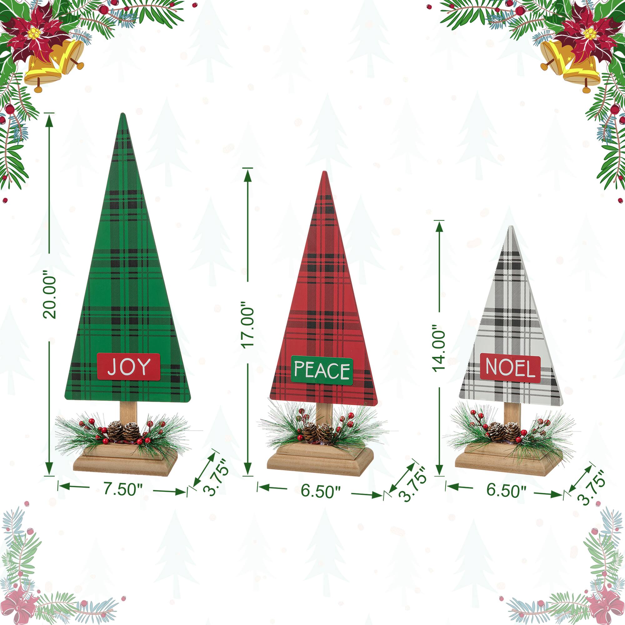 Glitzhome&#xAE; Christmas Plaid Table Tree Set
