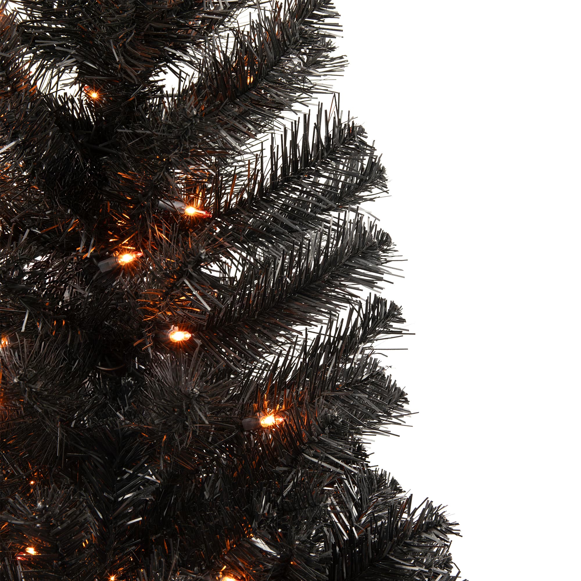 3ft. Pre-Lit Black Noble Spruce Artificial Halloween Tree, Orange Lights