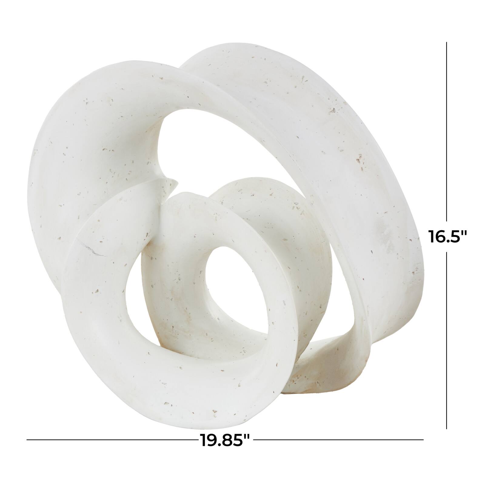 19.75" White Abstract Wavy Shaped Decorative Sculpture with Cutouts & Speckled Texturing