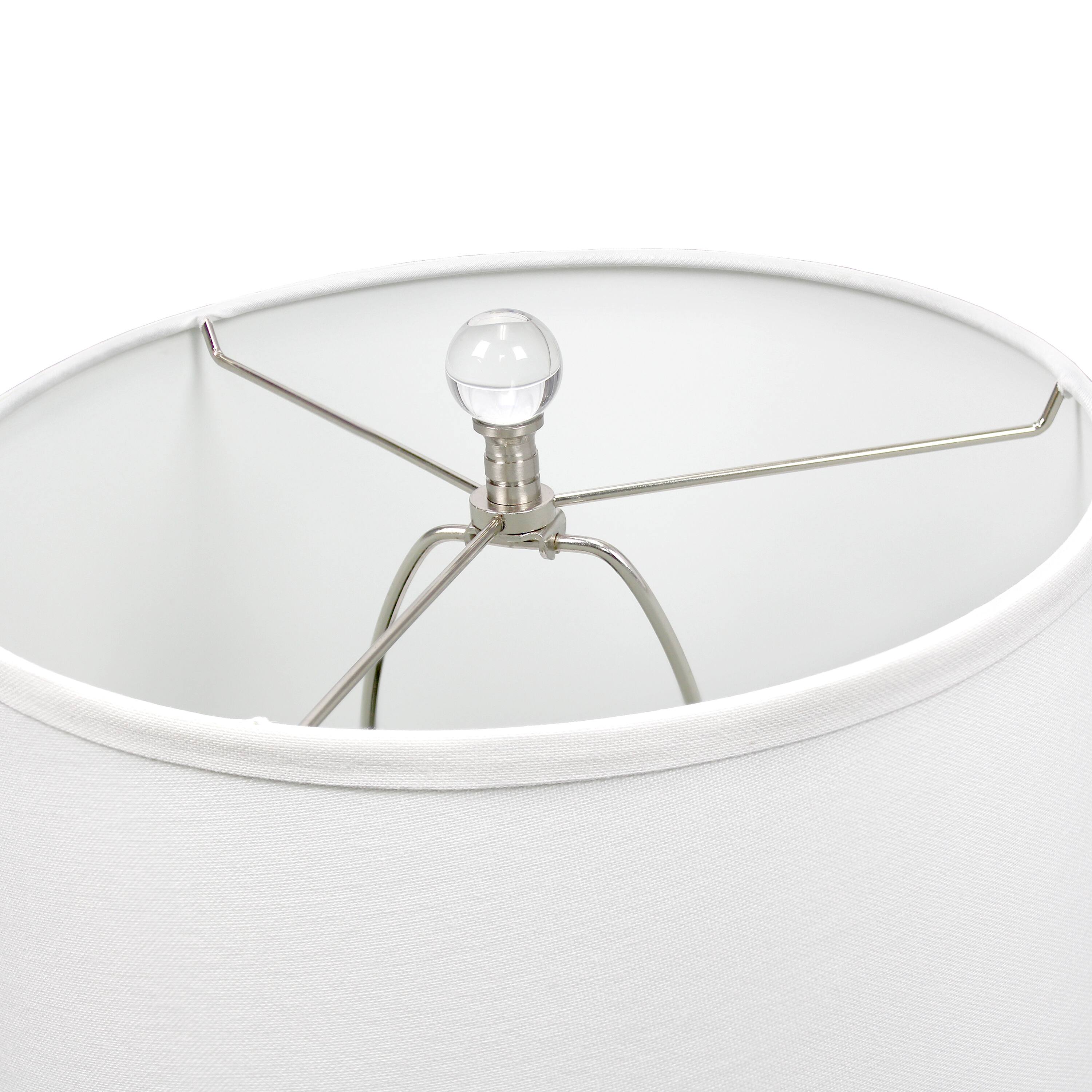 Lalia Home Brushed Nickel Crystal Drop Table and Floor Lamp Set