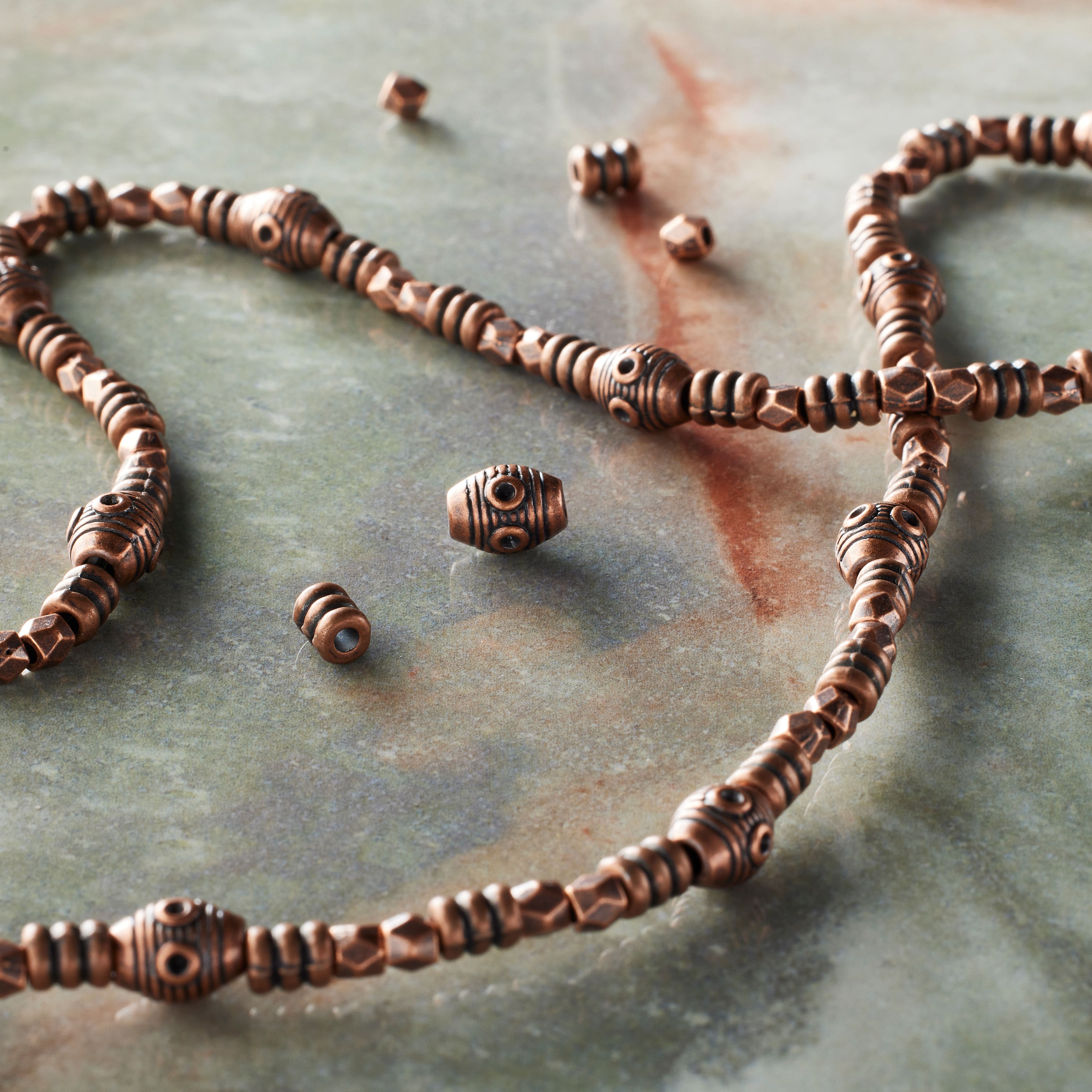 Oxidized Copper Metal Mixed Beads by Bead Landing™