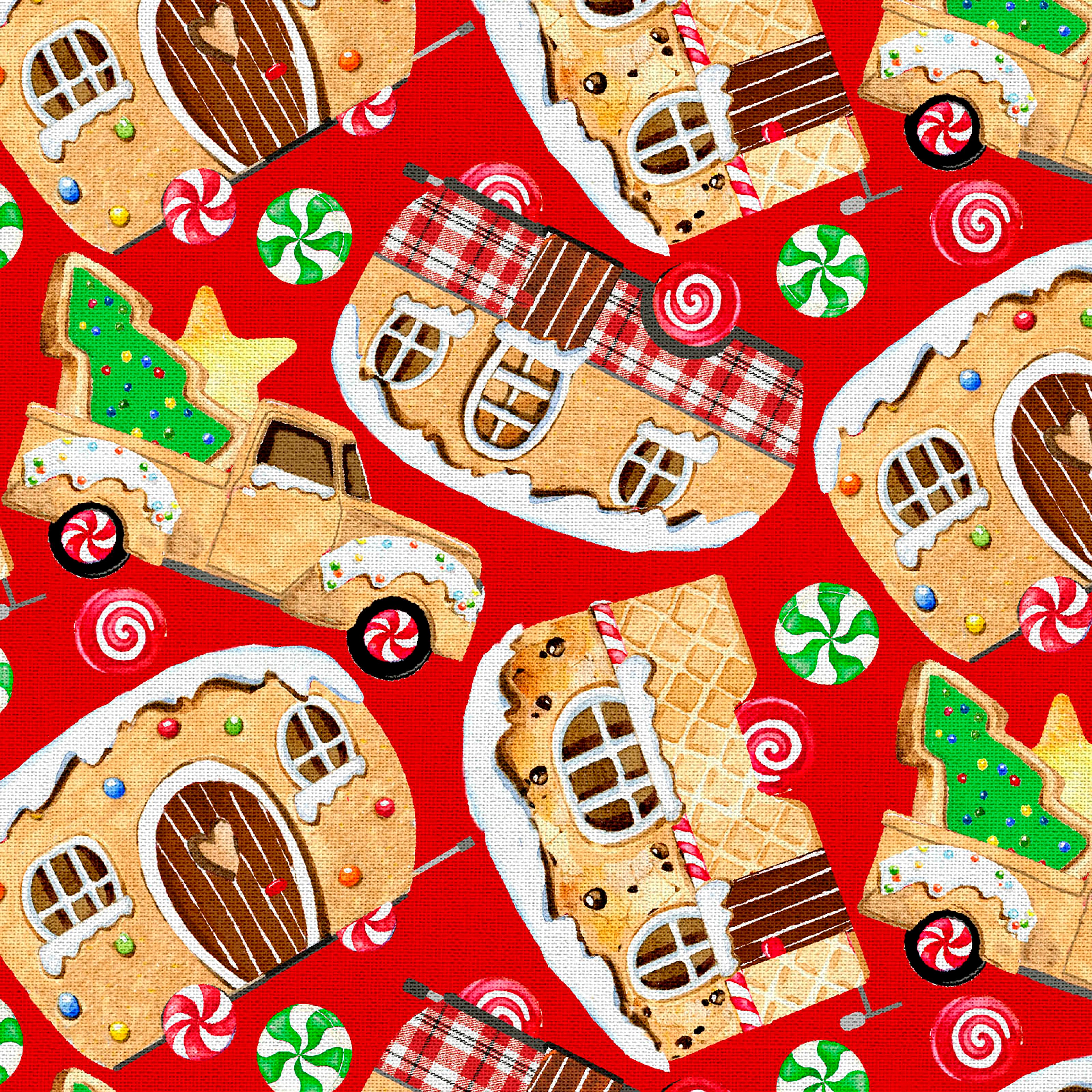 Fabric Editions Gingerbread Toss Cotton Fabric