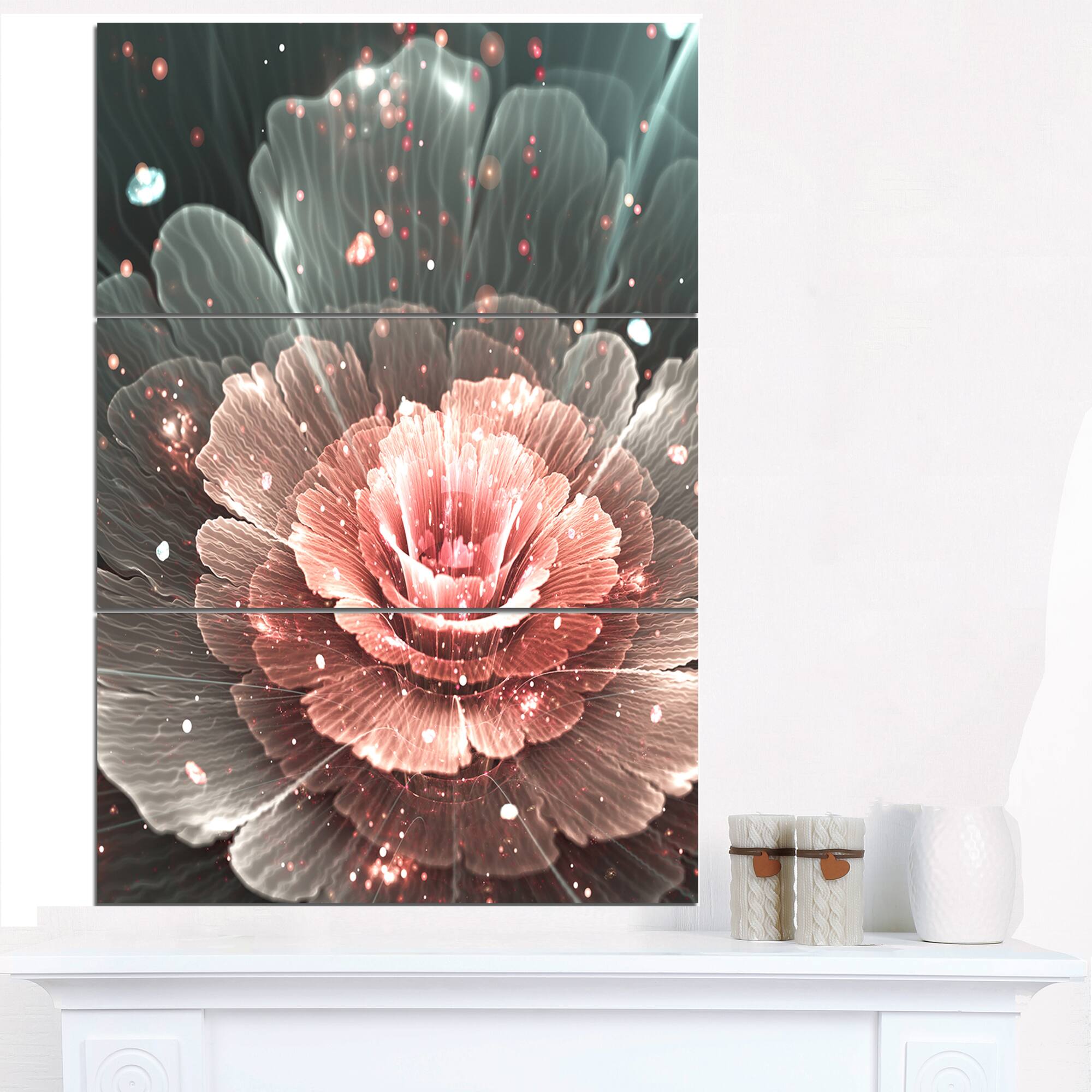 Designart - Abstract Fractal Pink Gray Flower