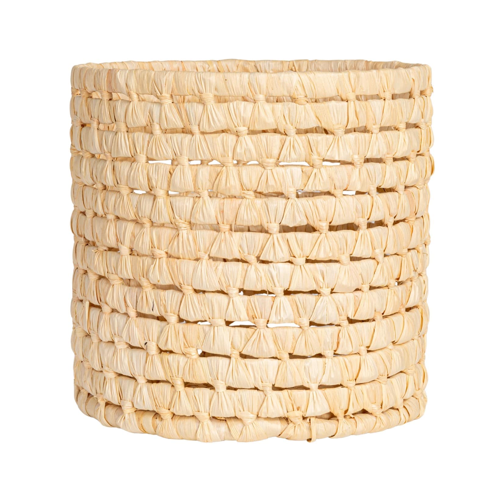 Household Essentials 9.75&#x22; Natural Handwoven Corn Leaf Waste Basket