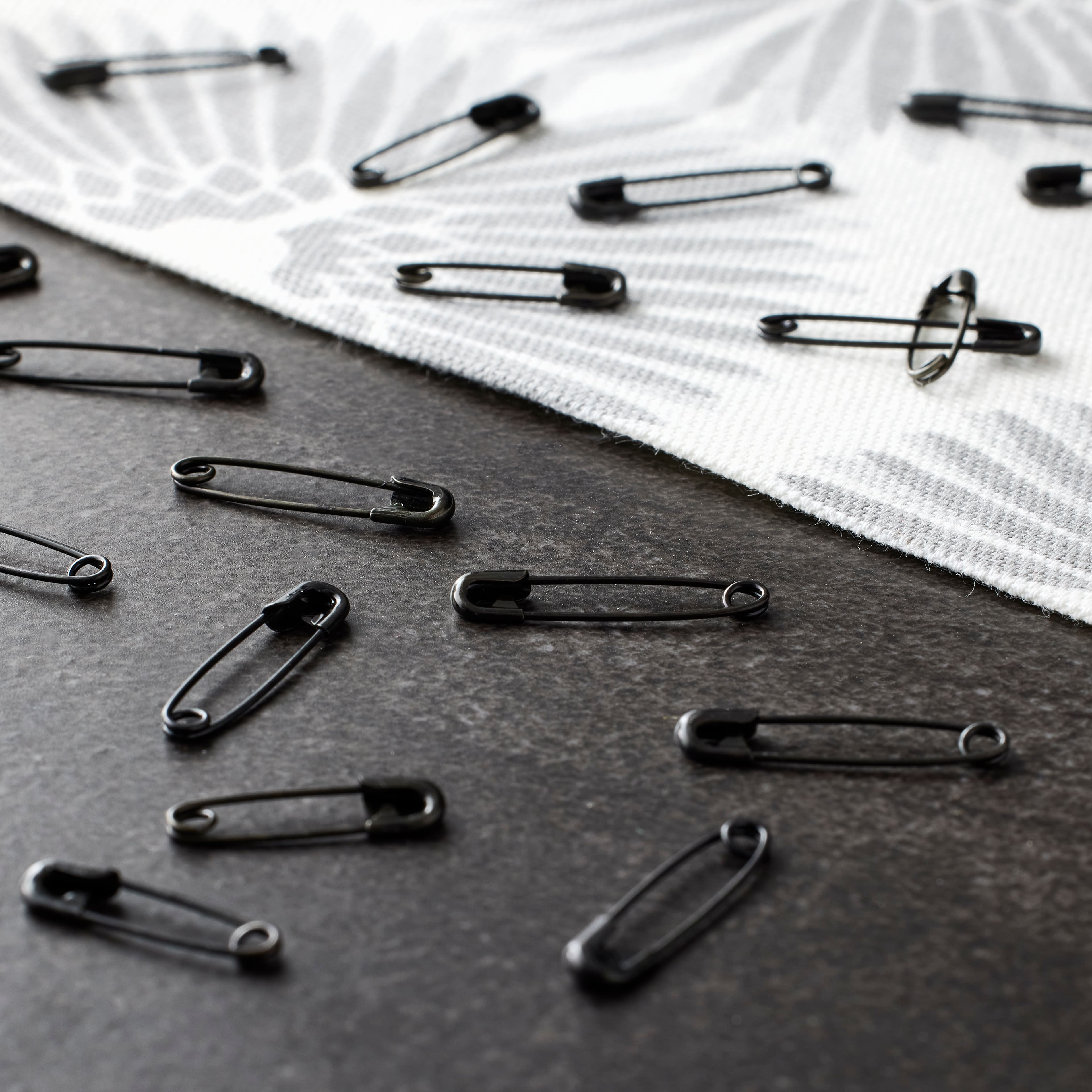 12 Packs: 50 ct. (600 total) Black Safety Pins by Loops & Threads