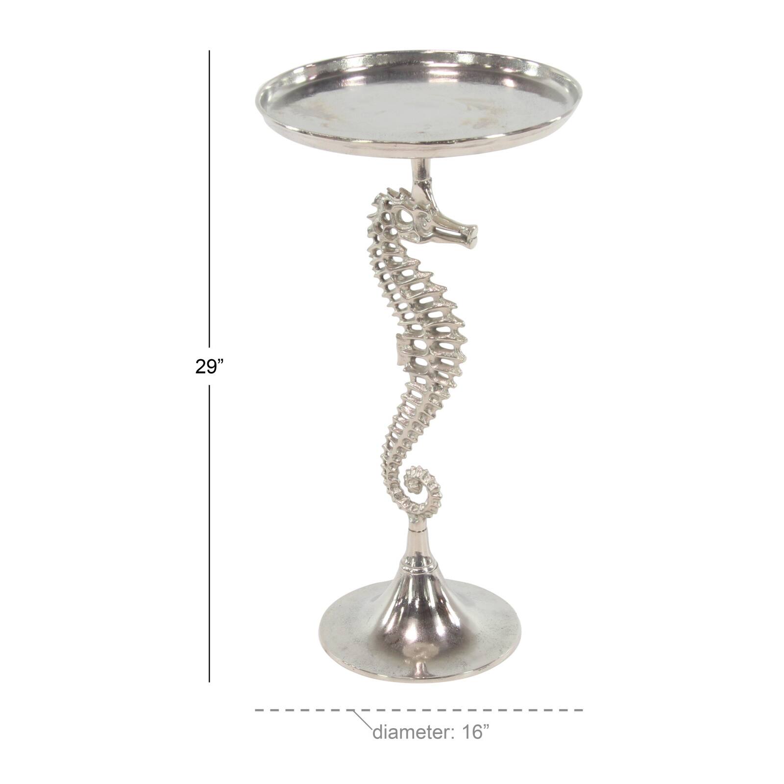 Silver Aluminum Coastal Accent Table