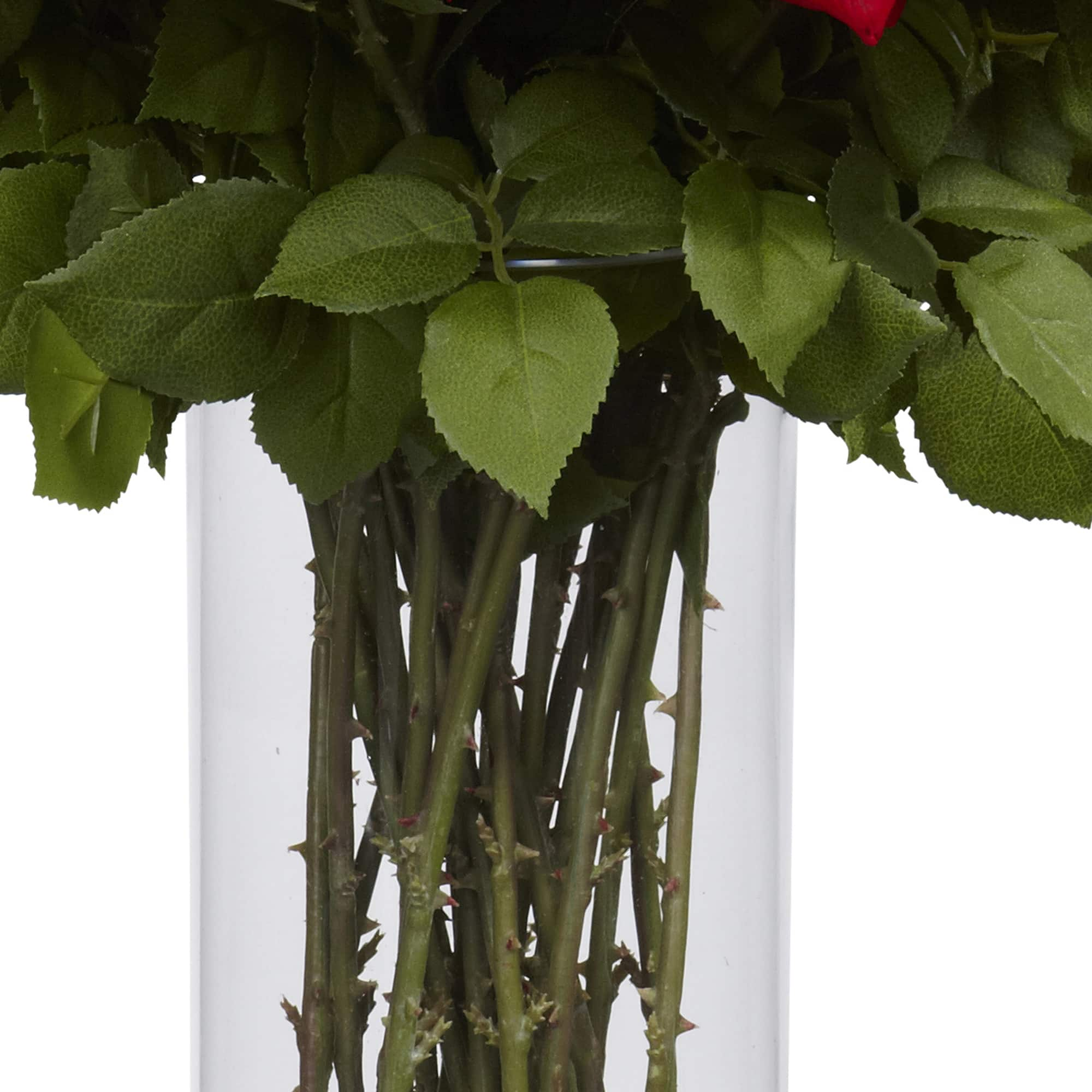 2.5ft. Giant Rose Silk Flower Arrangement in Glass Cylinder Vase