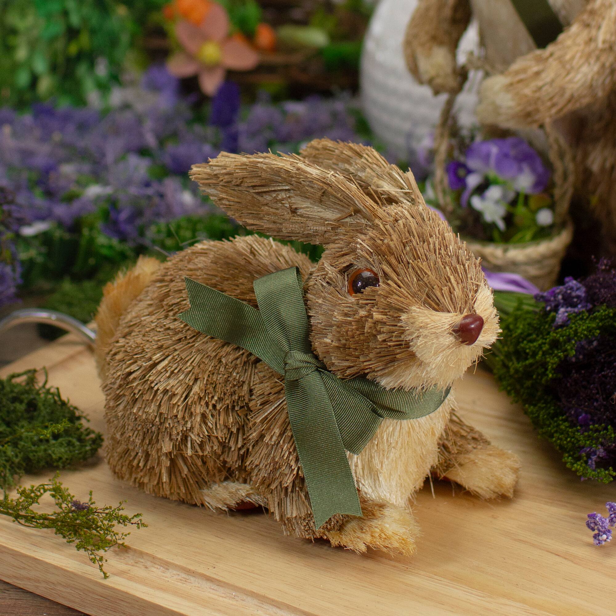 8" Brown Sisal Bunny Rabbit Easter Figure