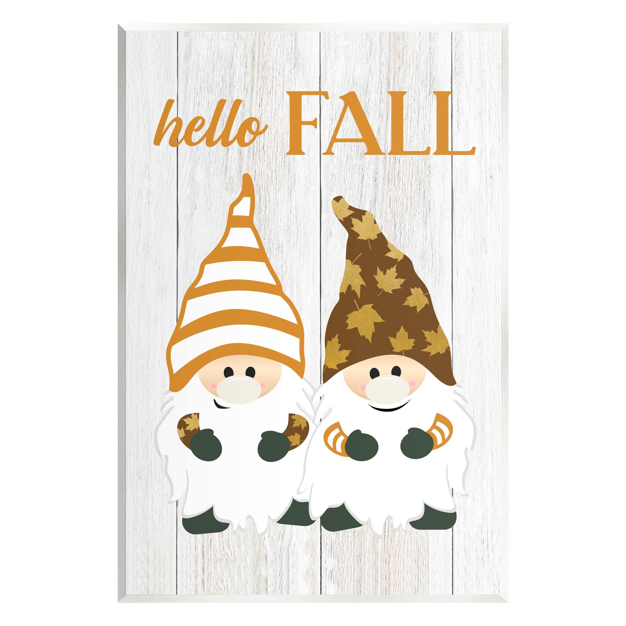 Stupell Industries Hello Fall Whimsical Gnomes Wall Plaque Art