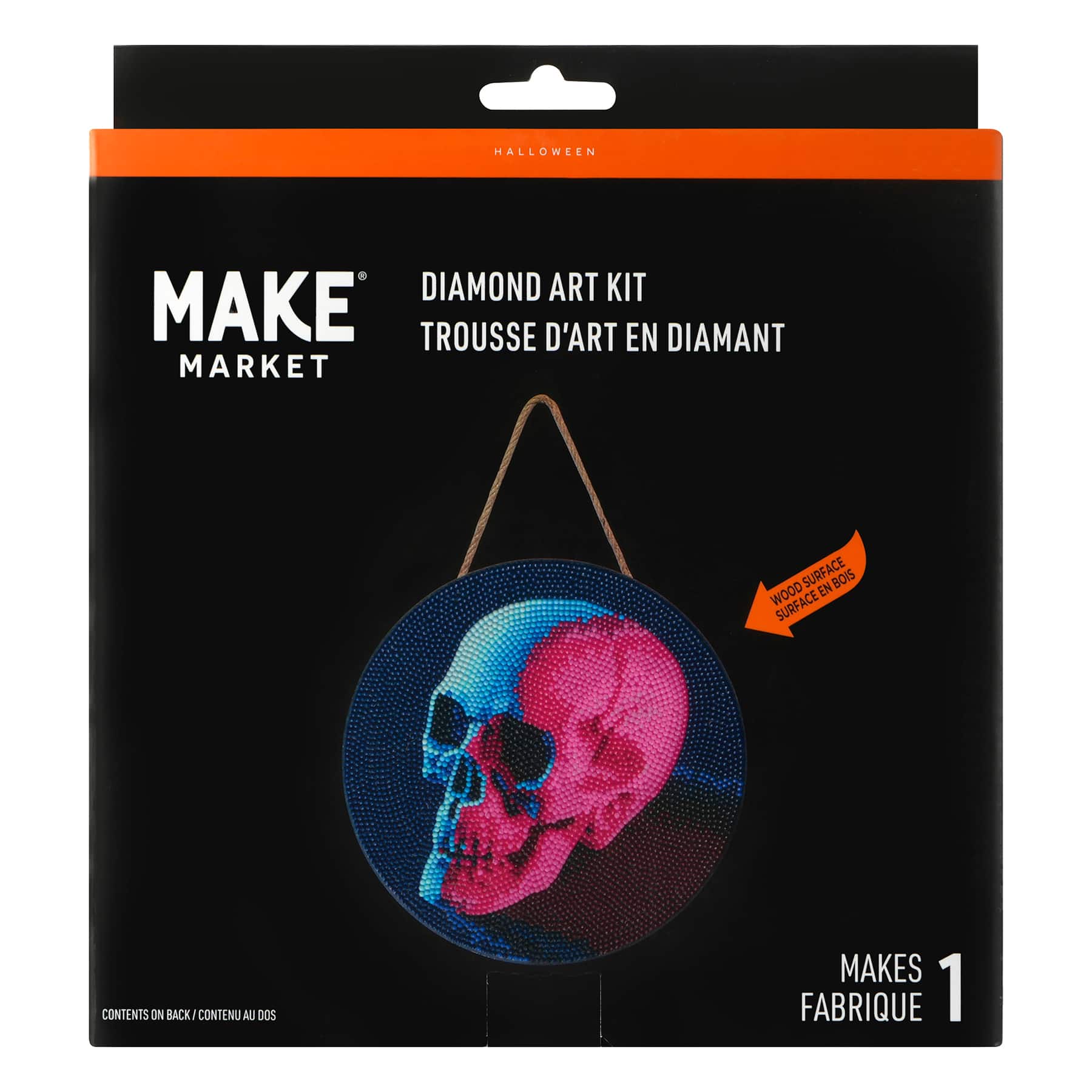 8&#x22; Neon Skull Round Wood Plaque Diamond Art Kit by Make Market&#xAE;