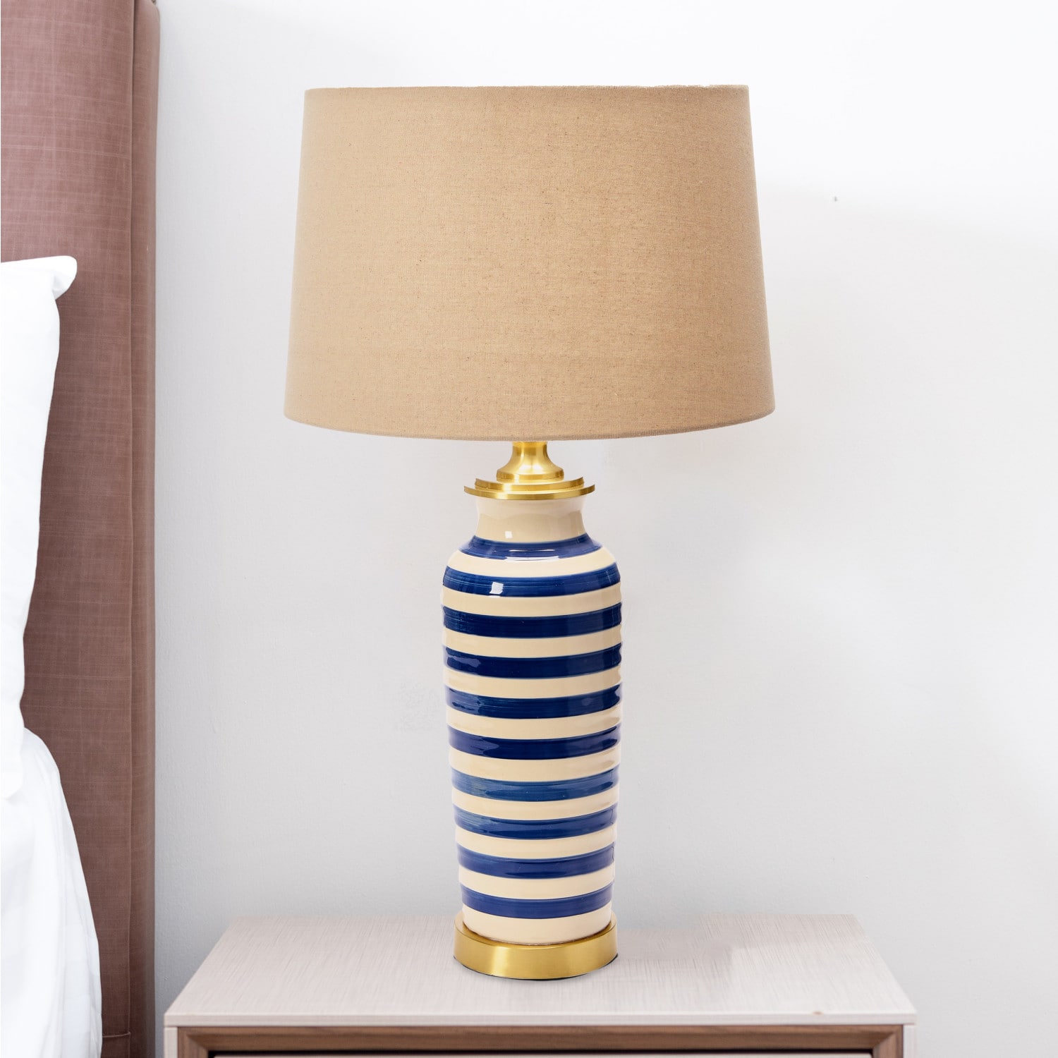 2ft. Striped Ceramic &#x26; Metal Desk Lamp