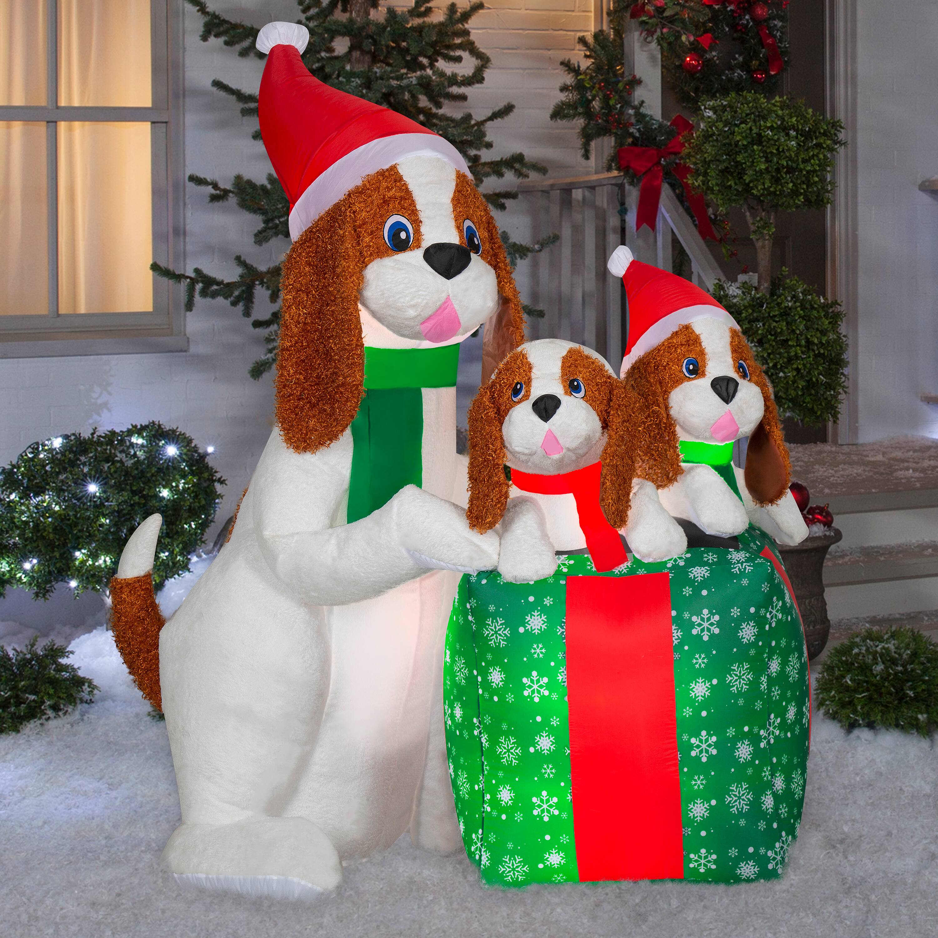 5.5ft. Airblown&#xAE; Inflatable Christmas Dog Family Scene