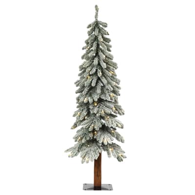 4ft. Pre-lit Lightly Flocked Artificial Christmas Alpine Tree, Warm 