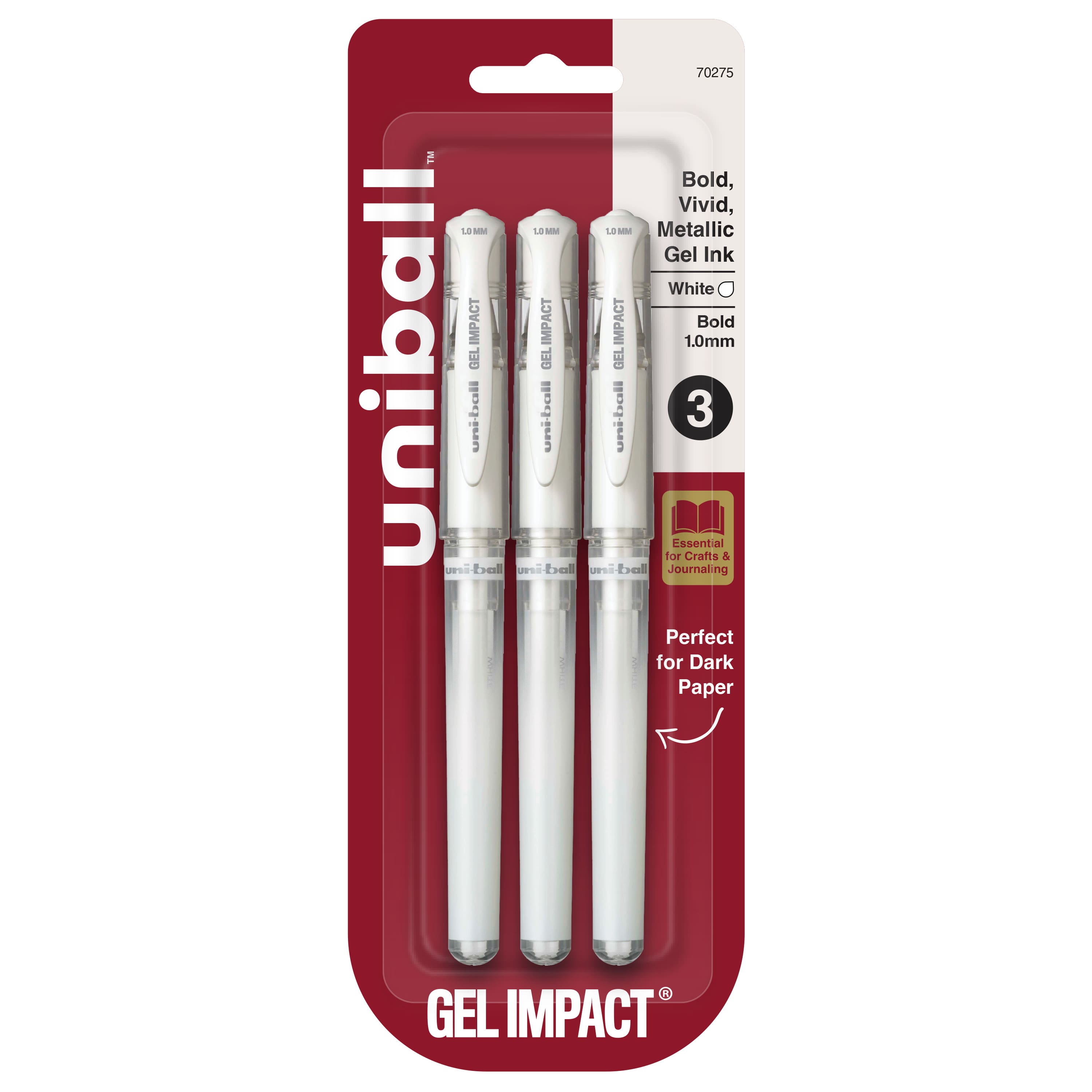 uniball™ GEL IMPACT 1mm White Gel Pens, 3ct.