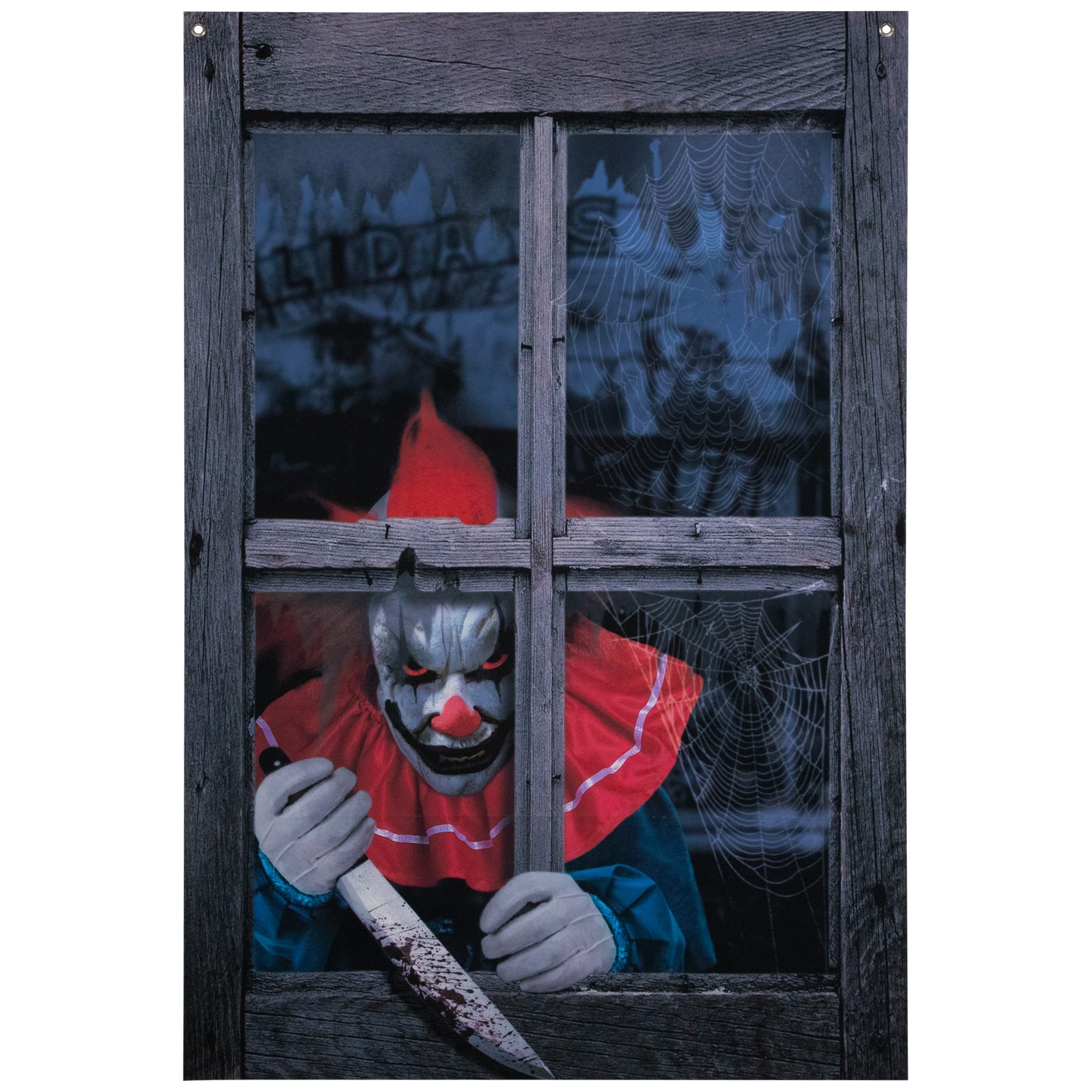 47&#x22; Creepy Clown Scary Window Halloween Decoration