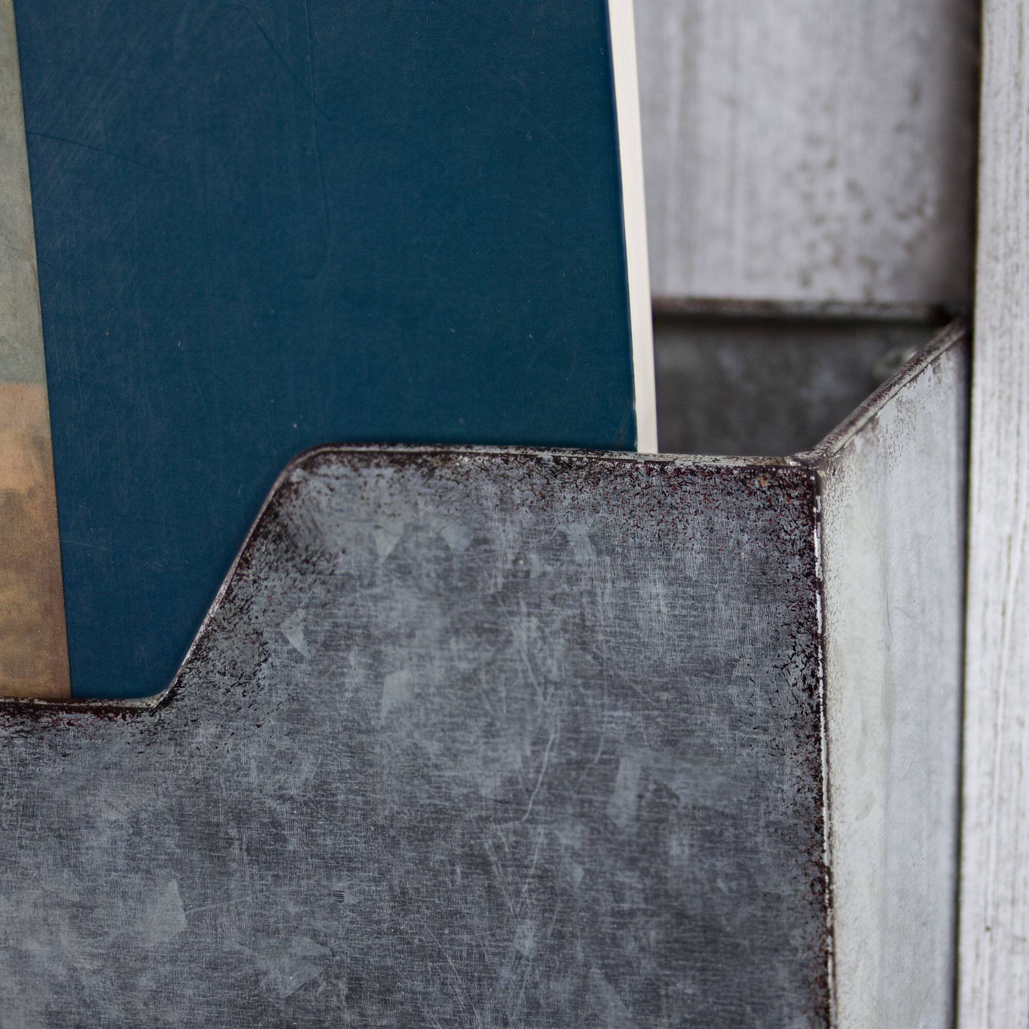 Galvanized Metal Mail & Magazine Wall Organizer