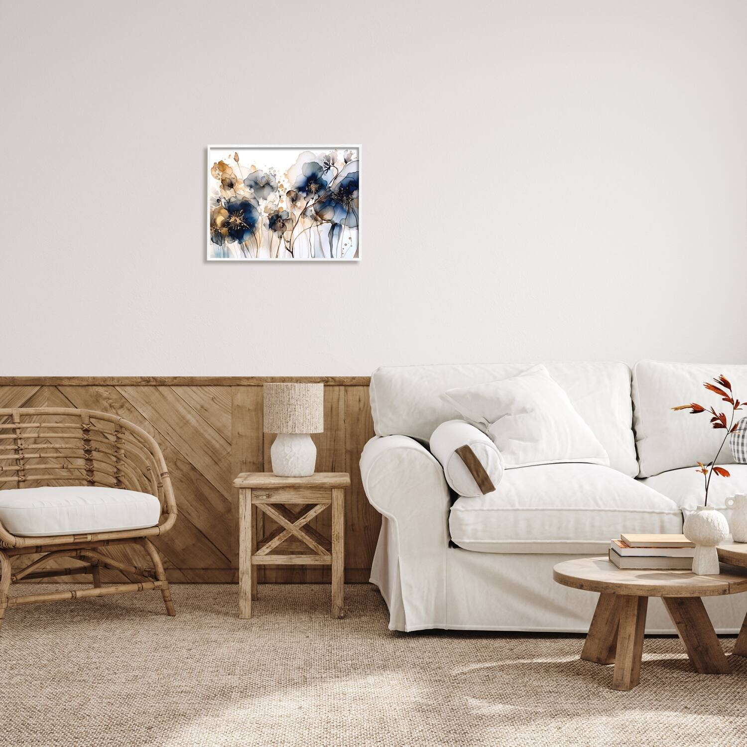 Stupell Industries Navy & Gold Abstraction Framed Giclee Art