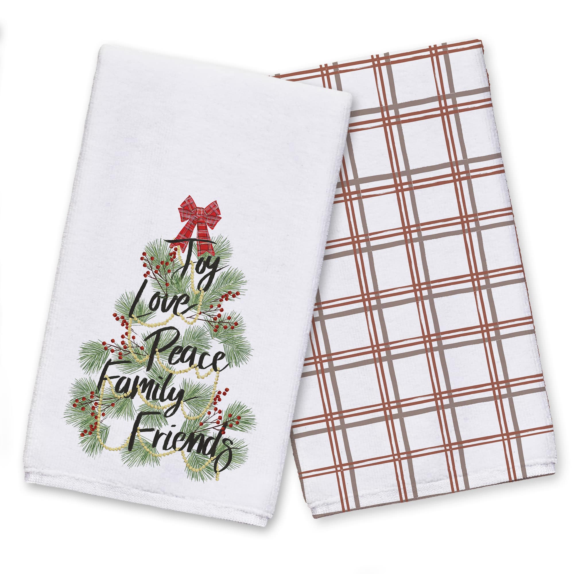 White Christmas Word Tree Tea Towel Set