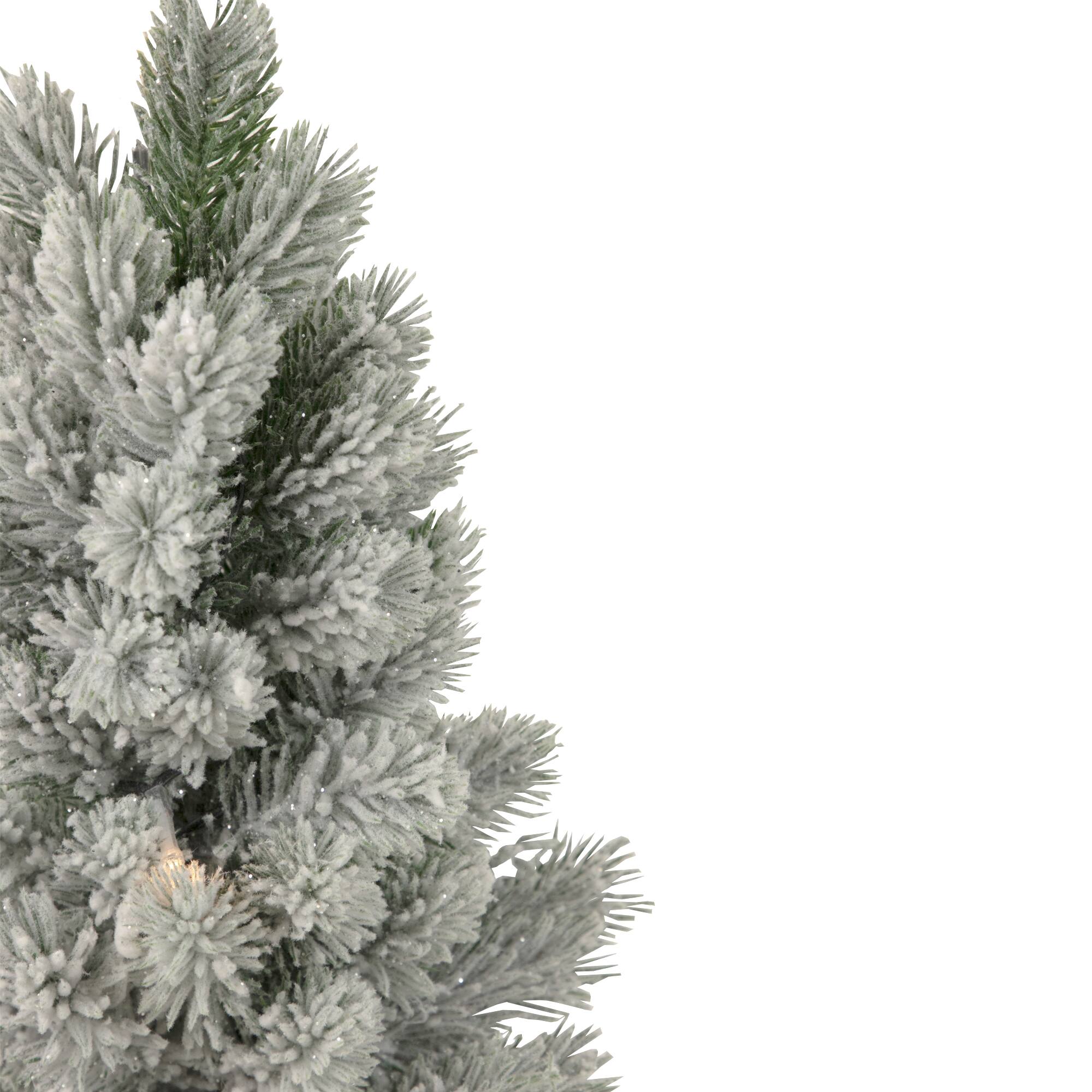 16" Pre-Lit Mini Frosted Pine Christmas Tree in Cement Base