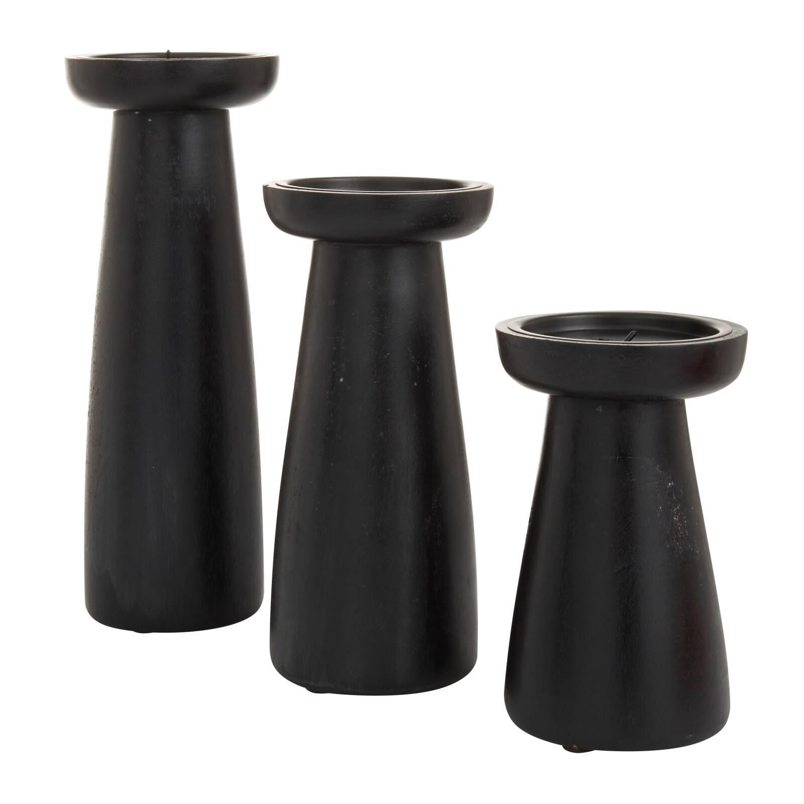 Black Wood Modern Candle holder 10&#x22;,6&#x22;,8&#x22;