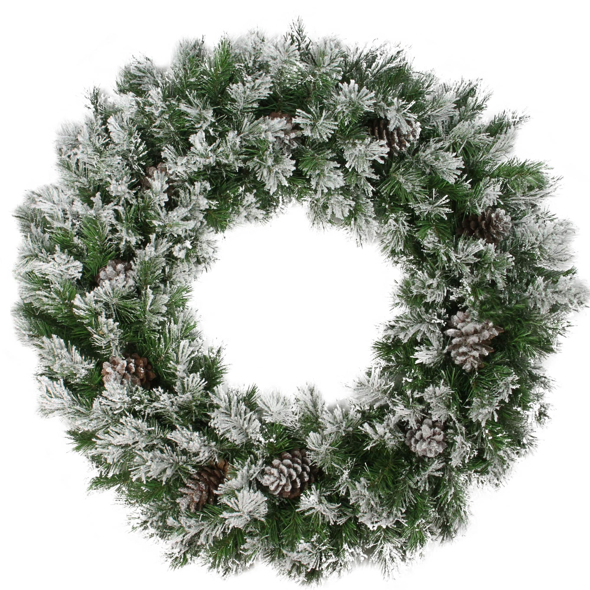 36" Snowy Flocked Angel Pine with Pinecones Artificial Christmas Wreath