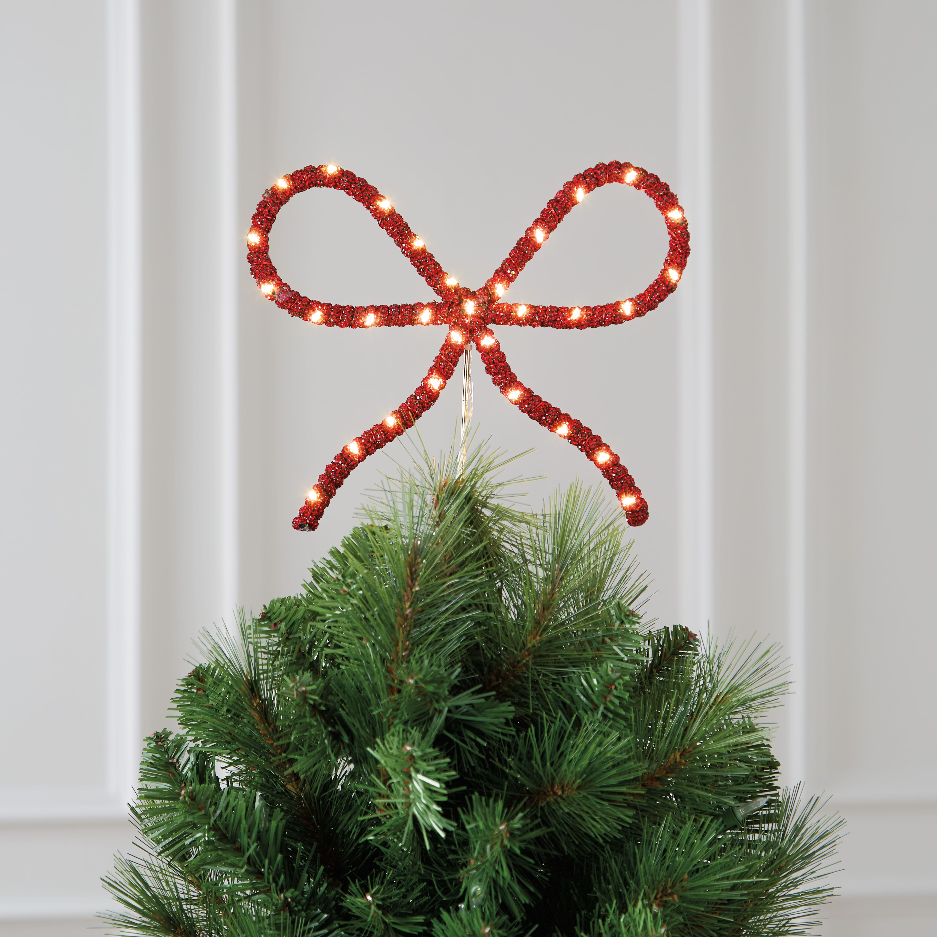 9.5&#x22; Red Rhinestone Bow Lighted Tree Topper by Ashland&#xAE;