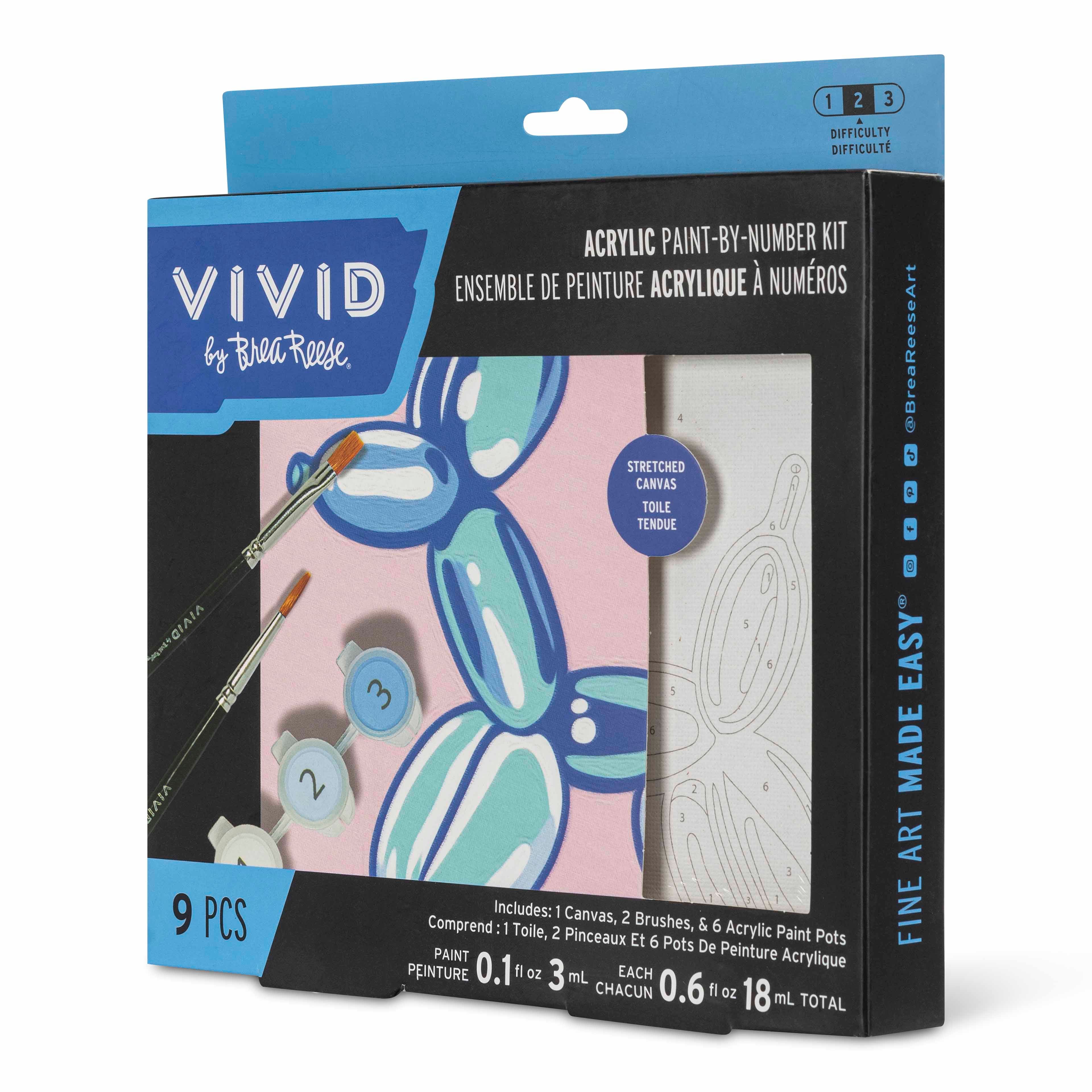 VIVID by Brea Reese® Balloon Dog Acrylic Paint-by-Number Kit