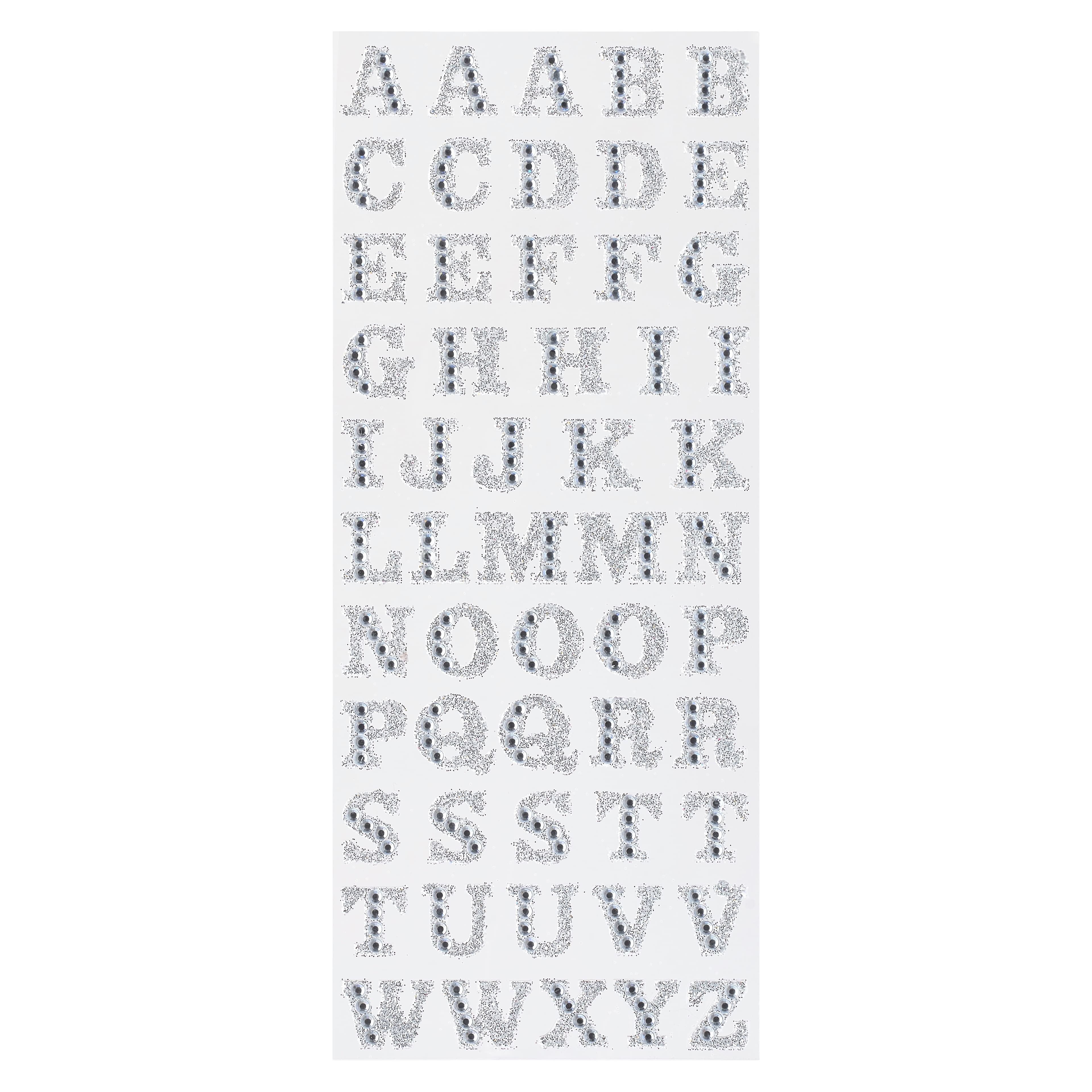 Recollections Glitter Rhinestone Letters Alphabet Stickers - 55 ct