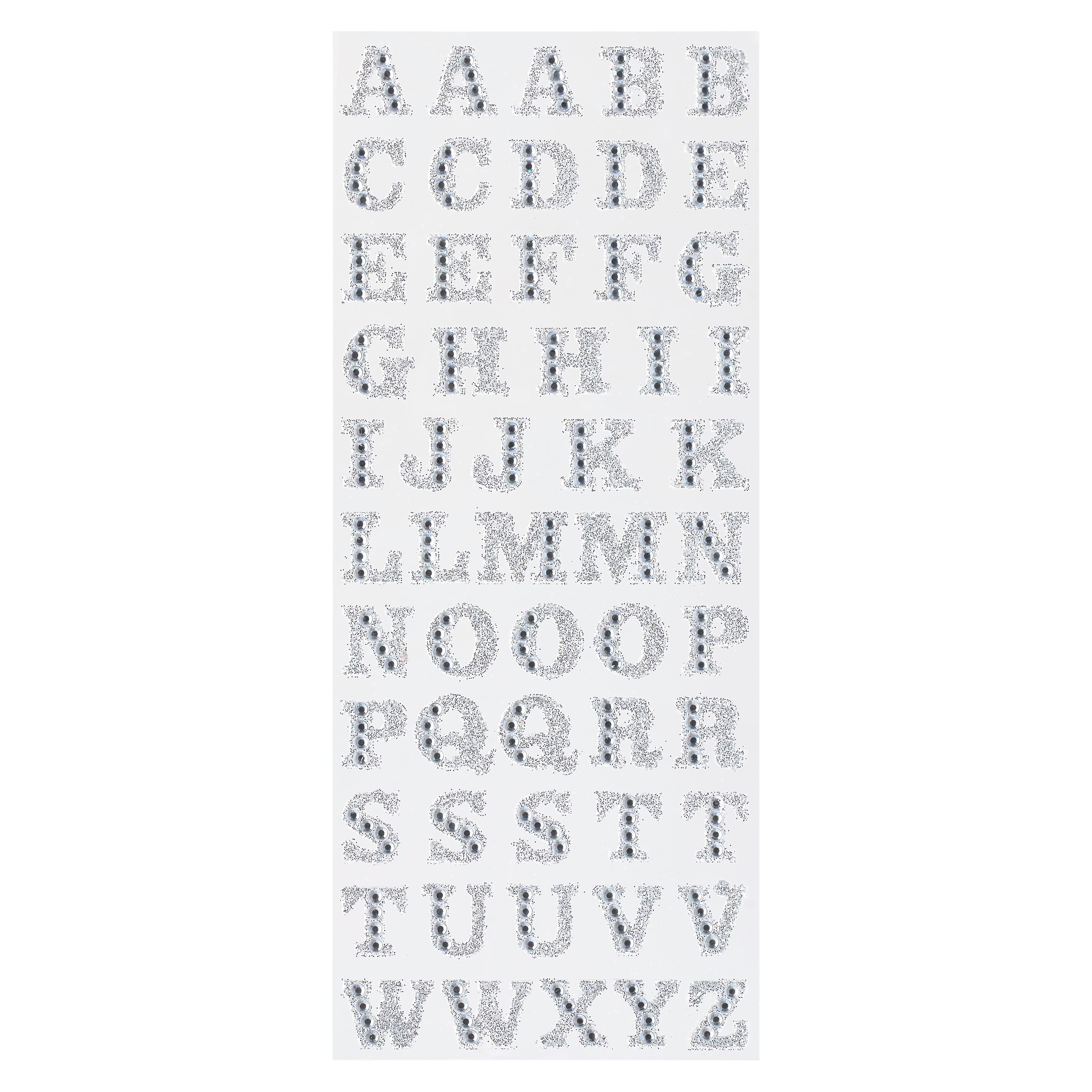Silver Glitter Rhinestone Alphabet Stickers by Recollections™