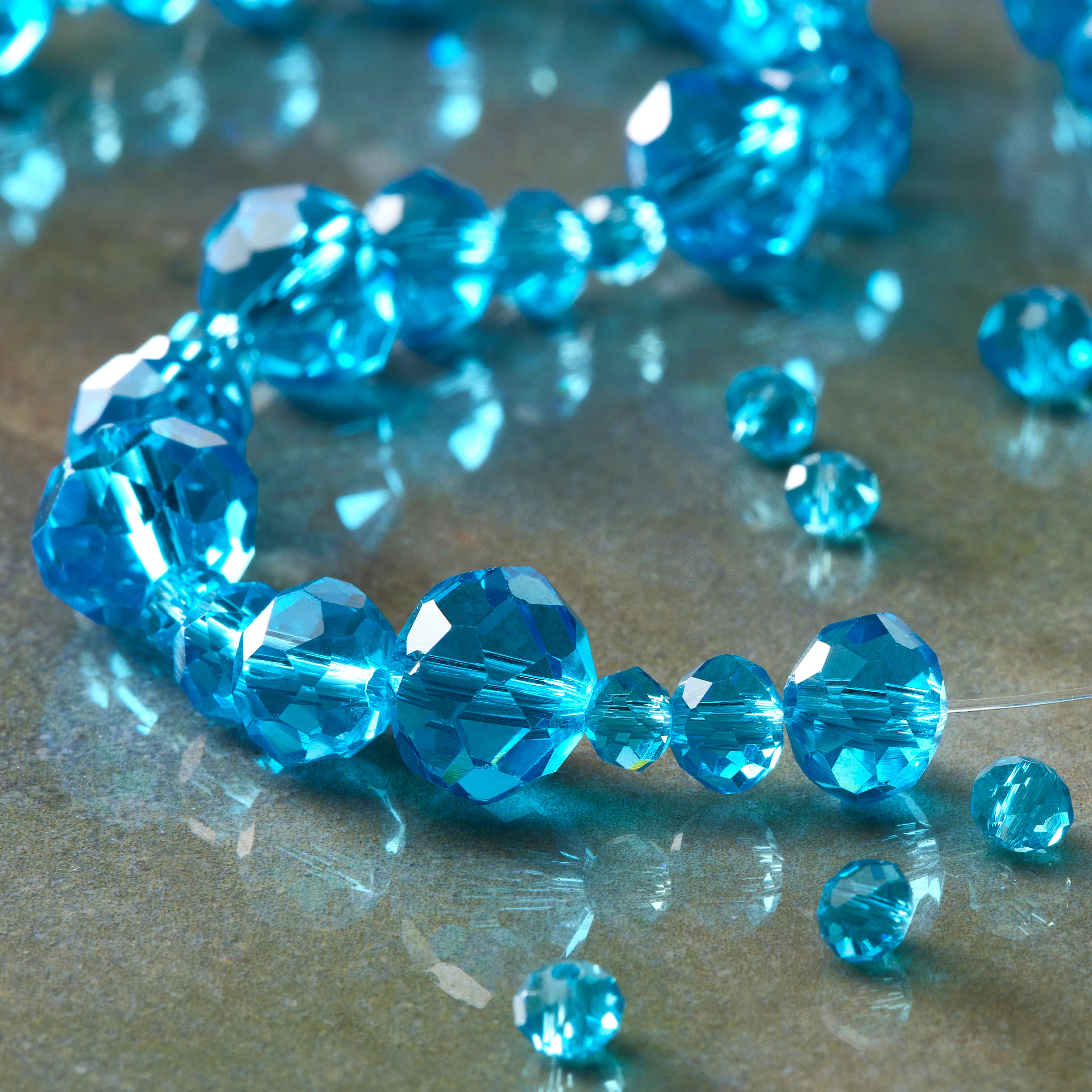 Turquoise Faceted Glass Rondelle Beads by Bead Landing™