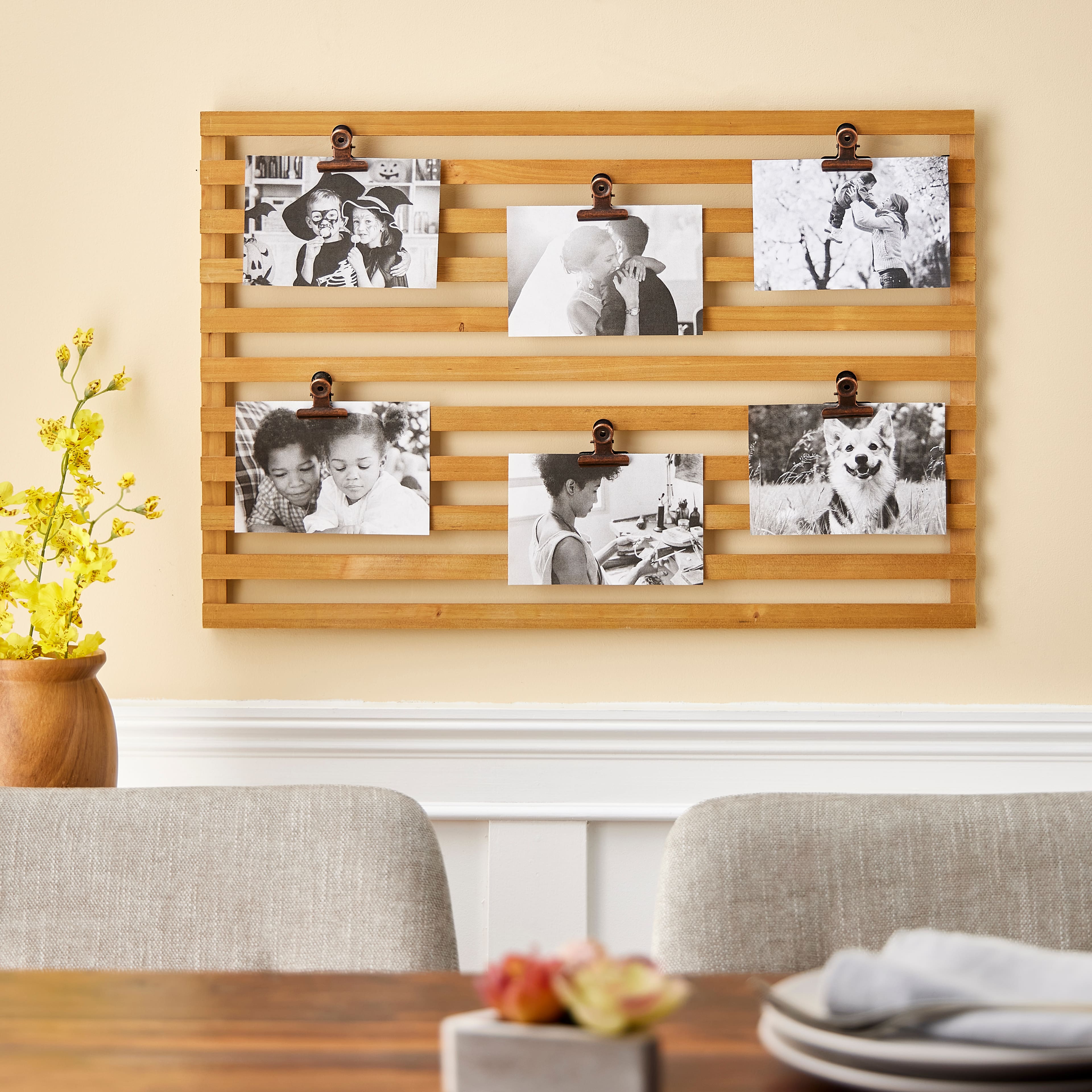 6 Opening Grid Board 16&#x22; x 24&#x22; Collage Frame with Clips by Studio D&#xE9;cor&#xAE;