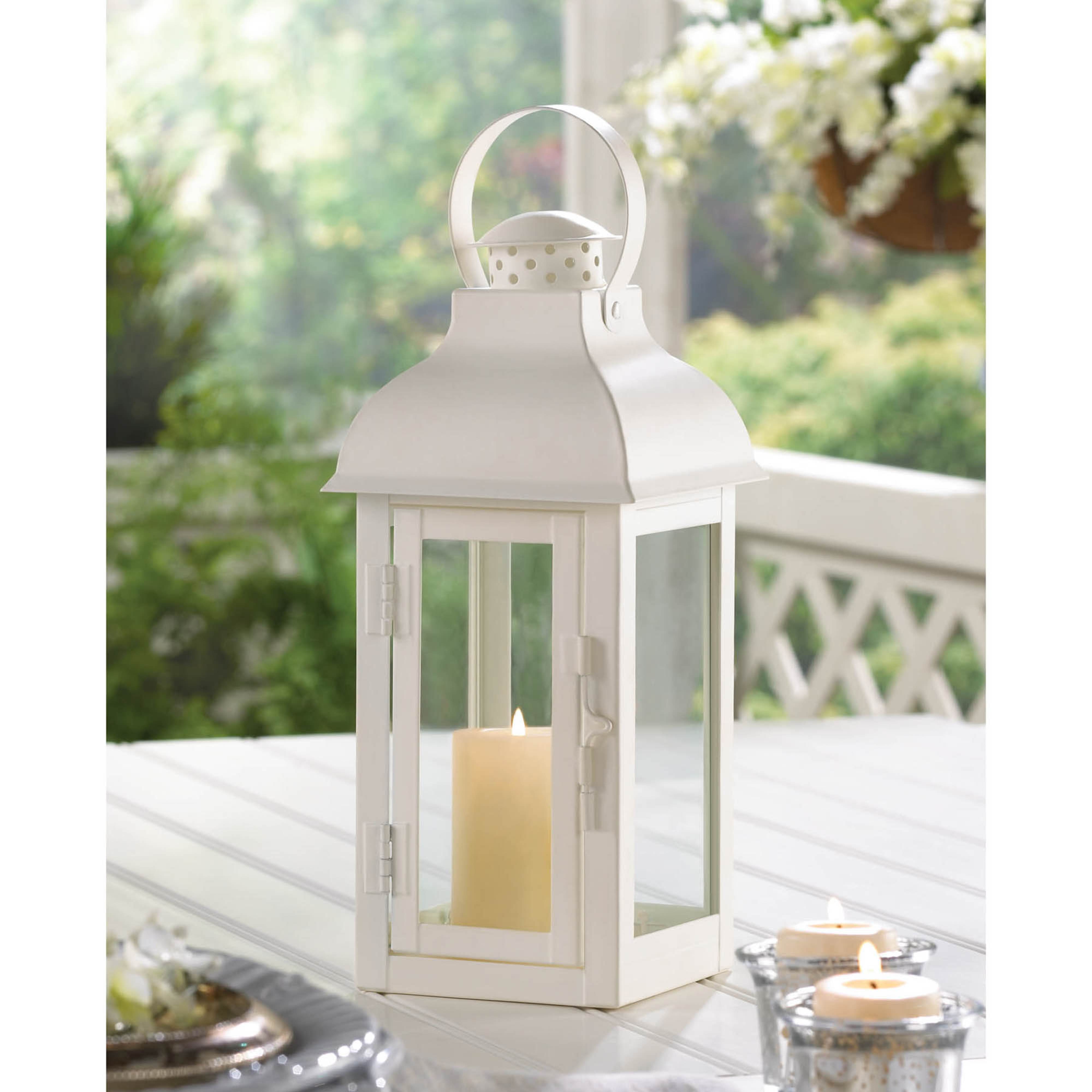 12.75&#x22; Gable White Lantern