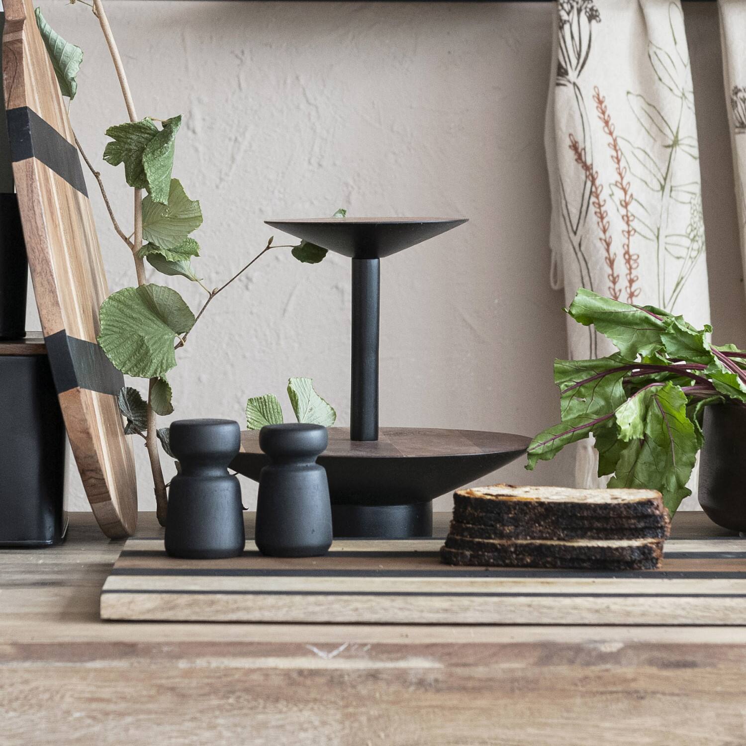 Hello Honey&#xAE; 9&#x22; Round 2-Tier Acacia Wood &#x26; Metal Tray