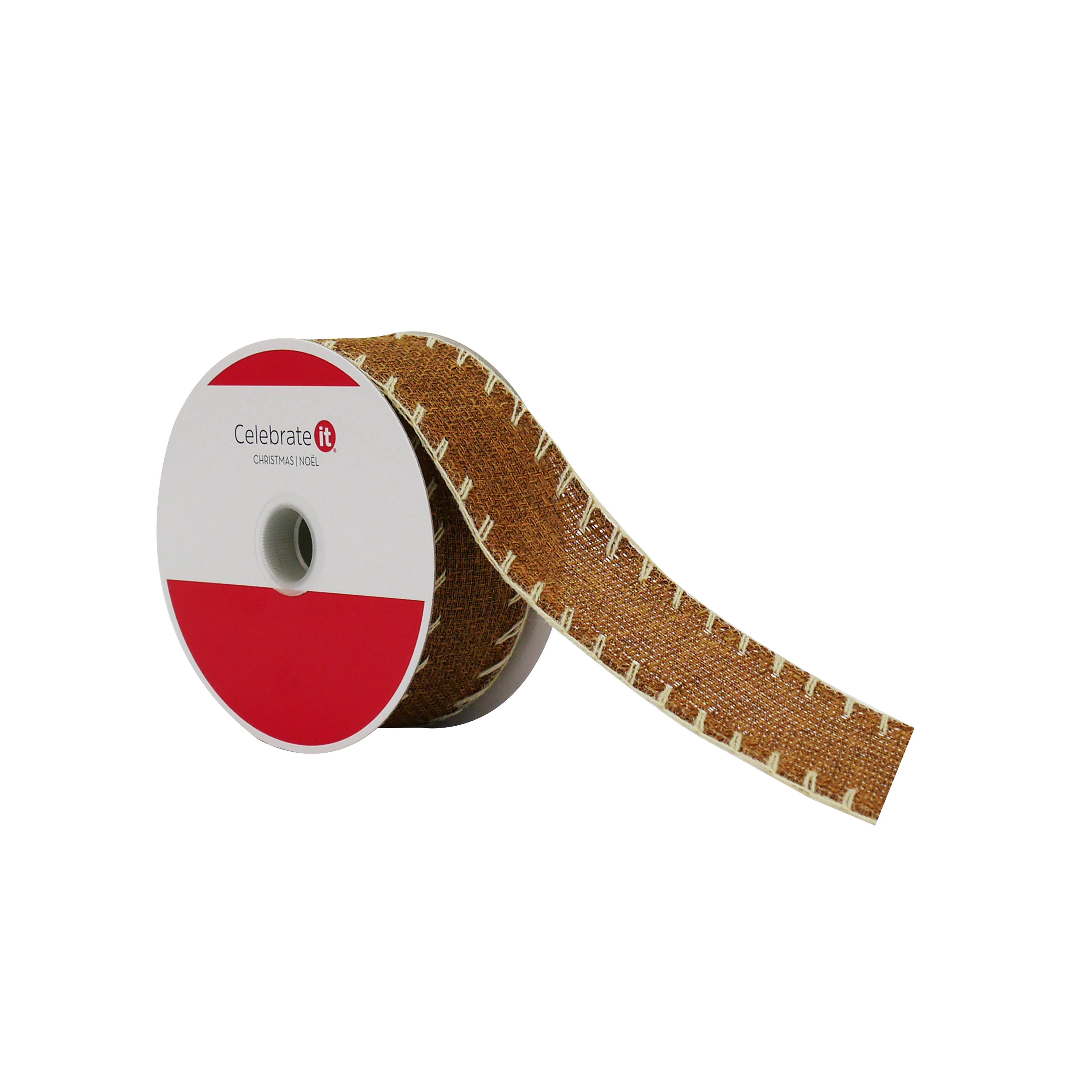 1.5&#x22; x 25ft. Brown Whip Stitched Wired Ribbon by Celebrate It&#xAE;