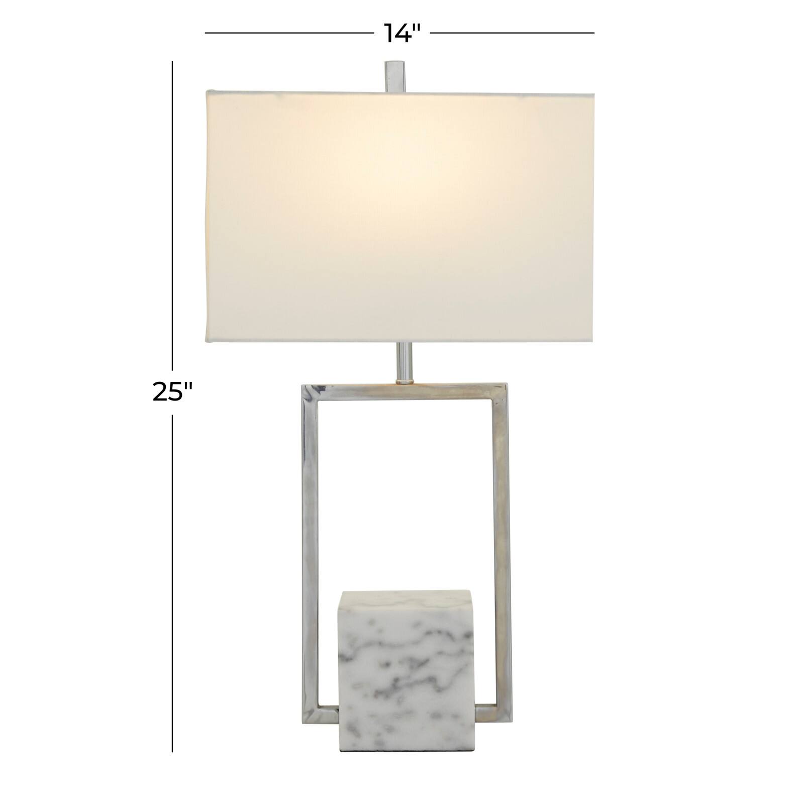 CosmoLiving by Cosmopolitan Silver Marble Modern Table Lamp, 25" x 14" x 10"