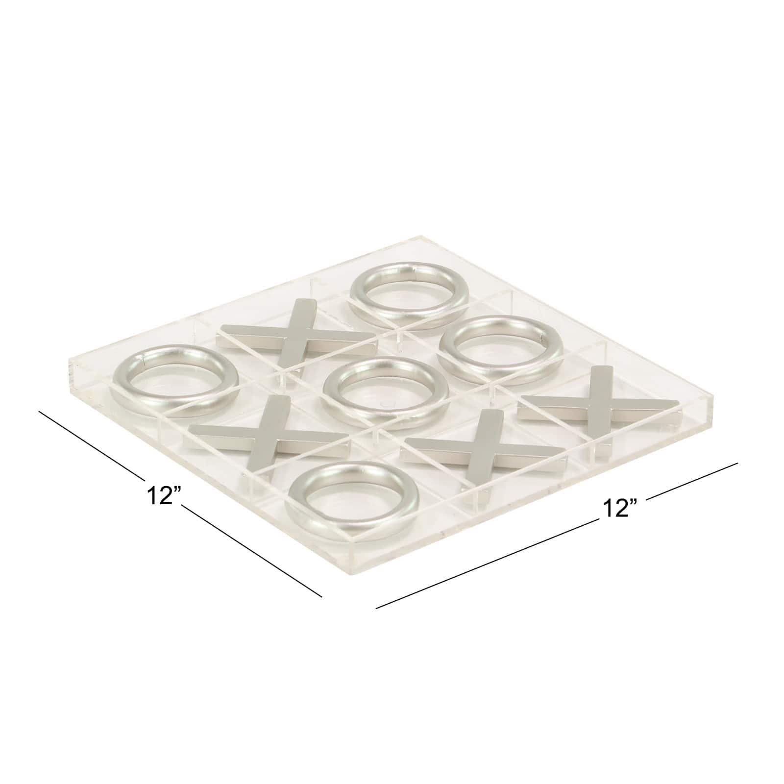 Silver Acrylic & Metal Glam Tic-Tac-Toe Game Set