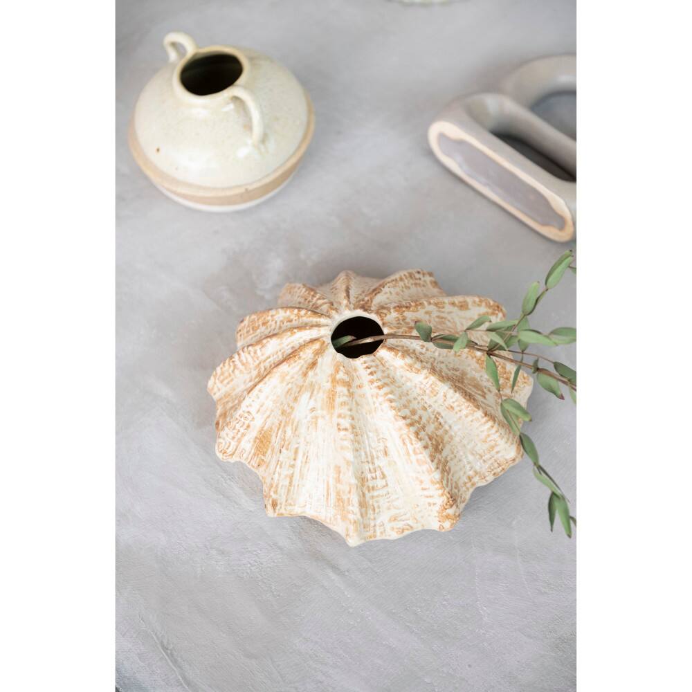 Hello Honey® Bloomingville 6" Tan Reactive Glaze Stoneware Tri-Tone Vase with Handles