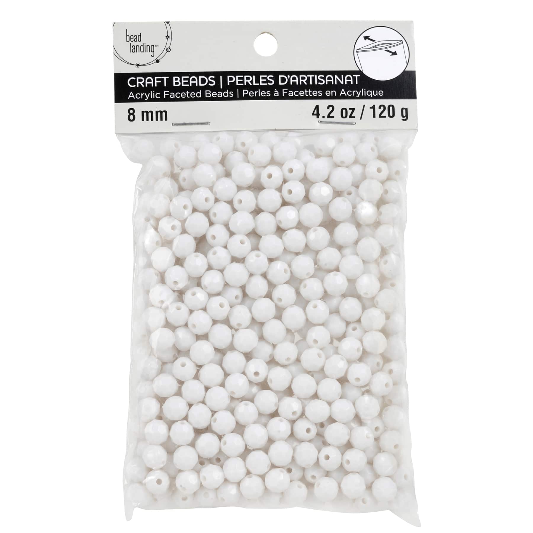 12 Pack: White Faceted Acrylic Round Craft Beads by Bead Landing™, 8mm
