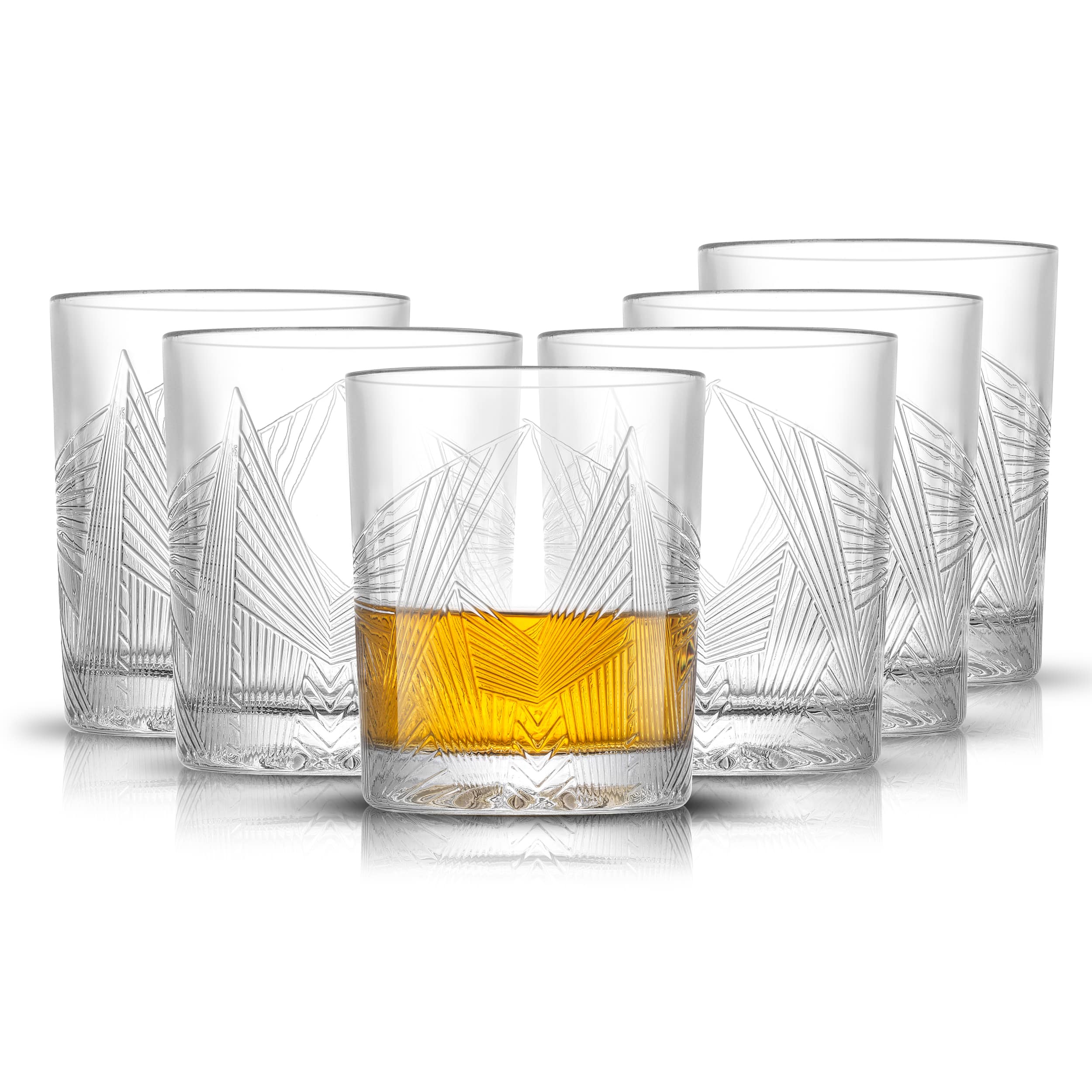 JoyJolt 4 - Piece 10oz. Glass Whiskey Glass Glassware Set