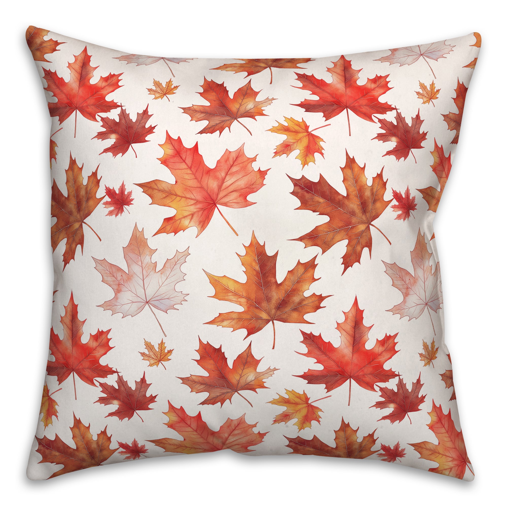 Watercolor Orange Leaf Pattern 18" x 18" Indoor / Outdoor Pillow
