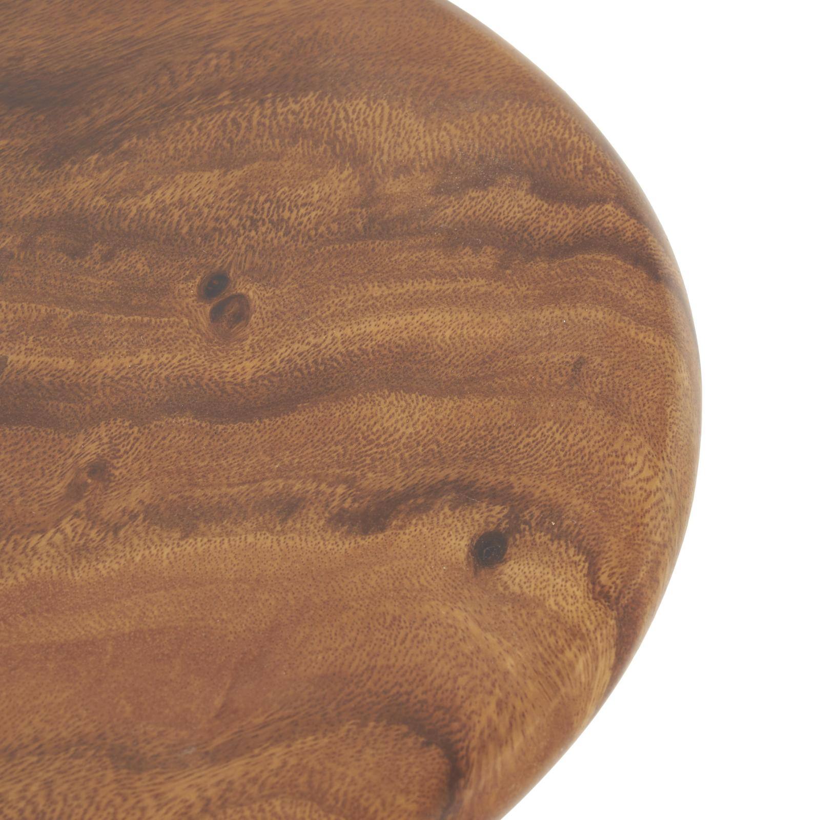 15.75" Brown Wood Handmade Accent Table with Rounded Block Base