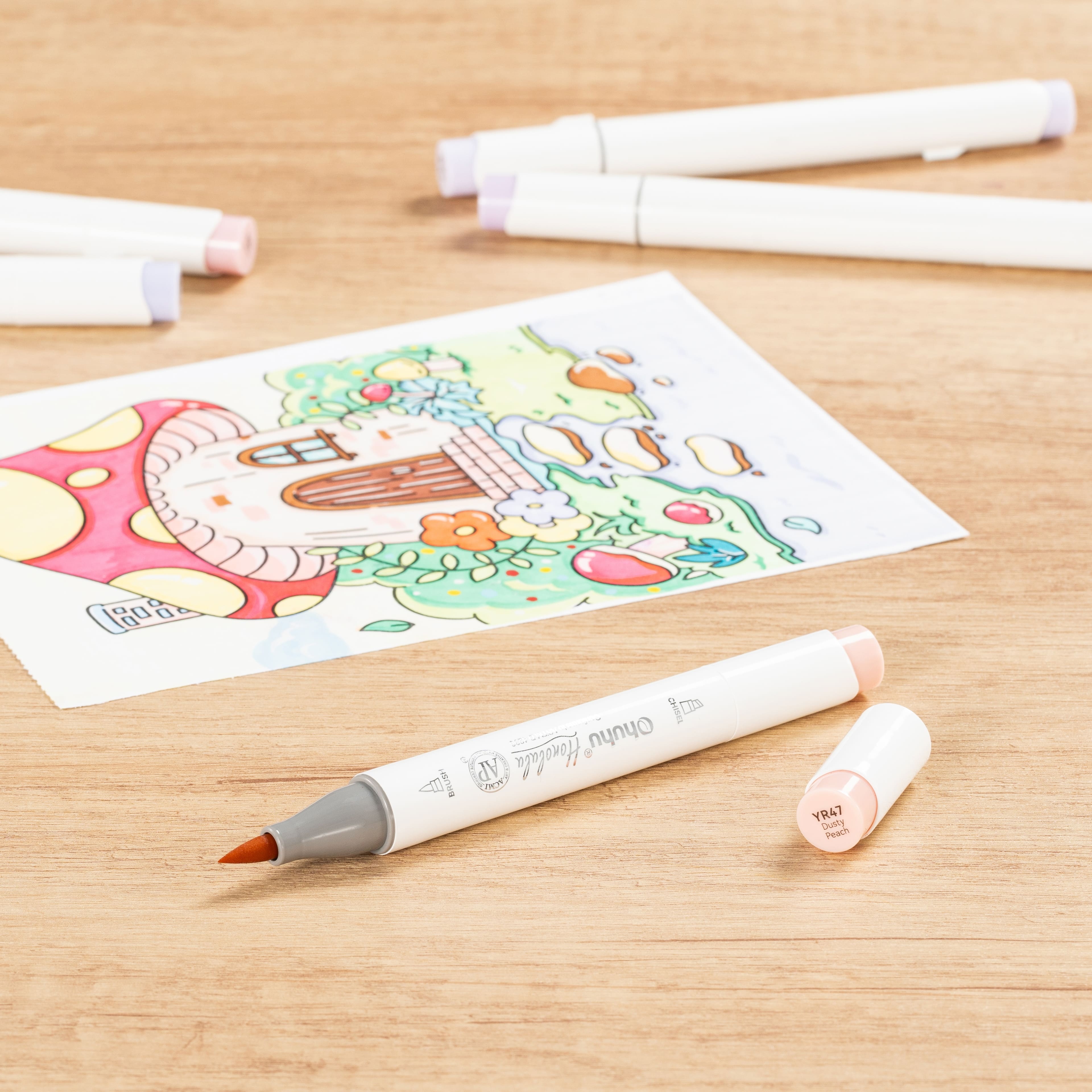 Ohuhu&#xAE; Honolulu Brush &#x26; Chisel Dual Tip Marker