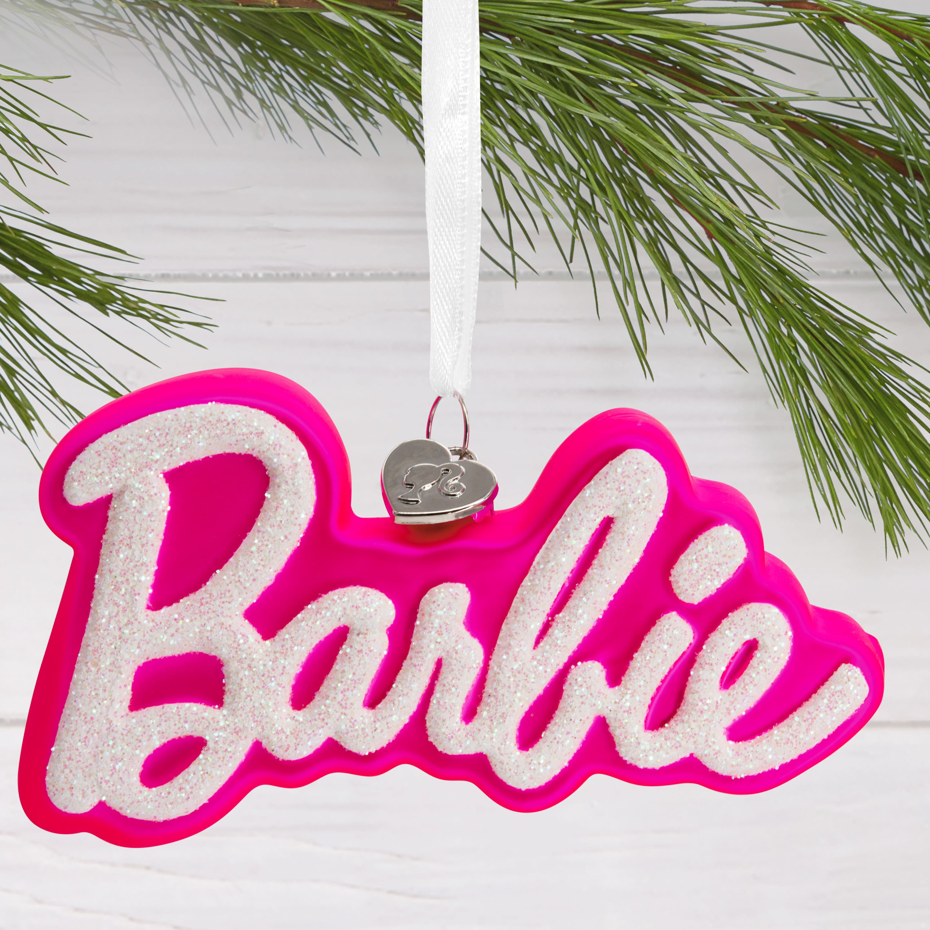 Hallmark 4.5&#x22; Barbie&#x2122; Logo Blown Glass Ornament