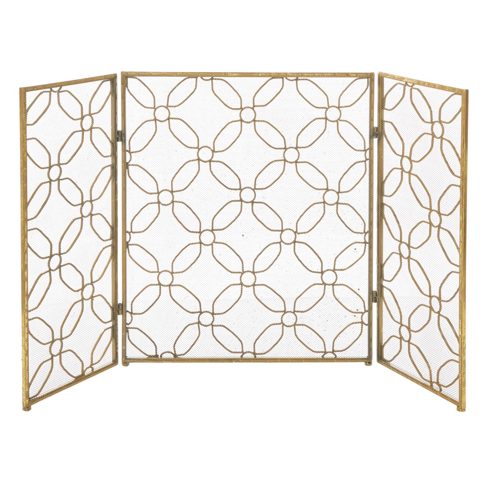 Gold Metal Contemporary Fireplace Screen