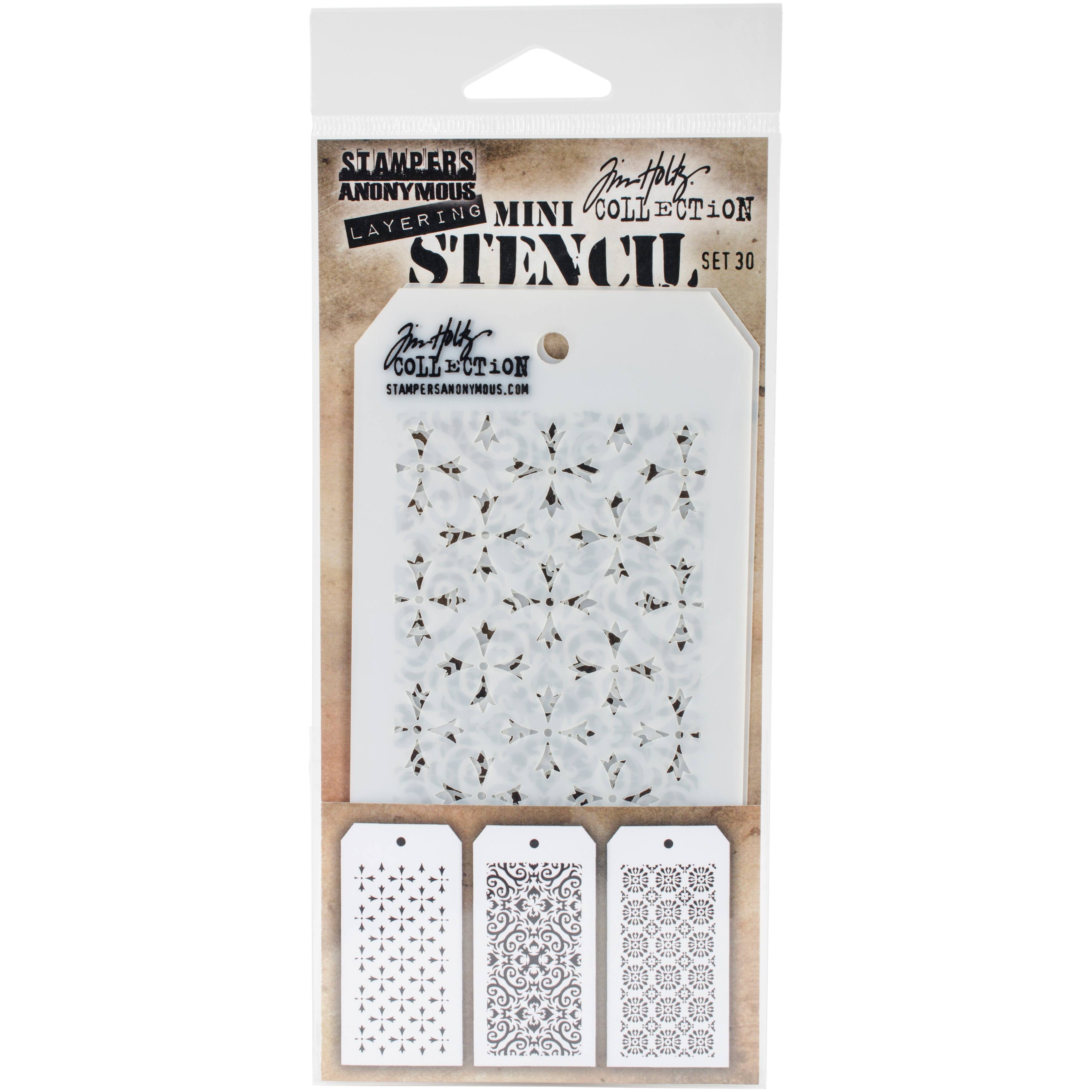Stampers Anonymous Tim Holtz Mini Layered Stencil Set #16,Multicoloured