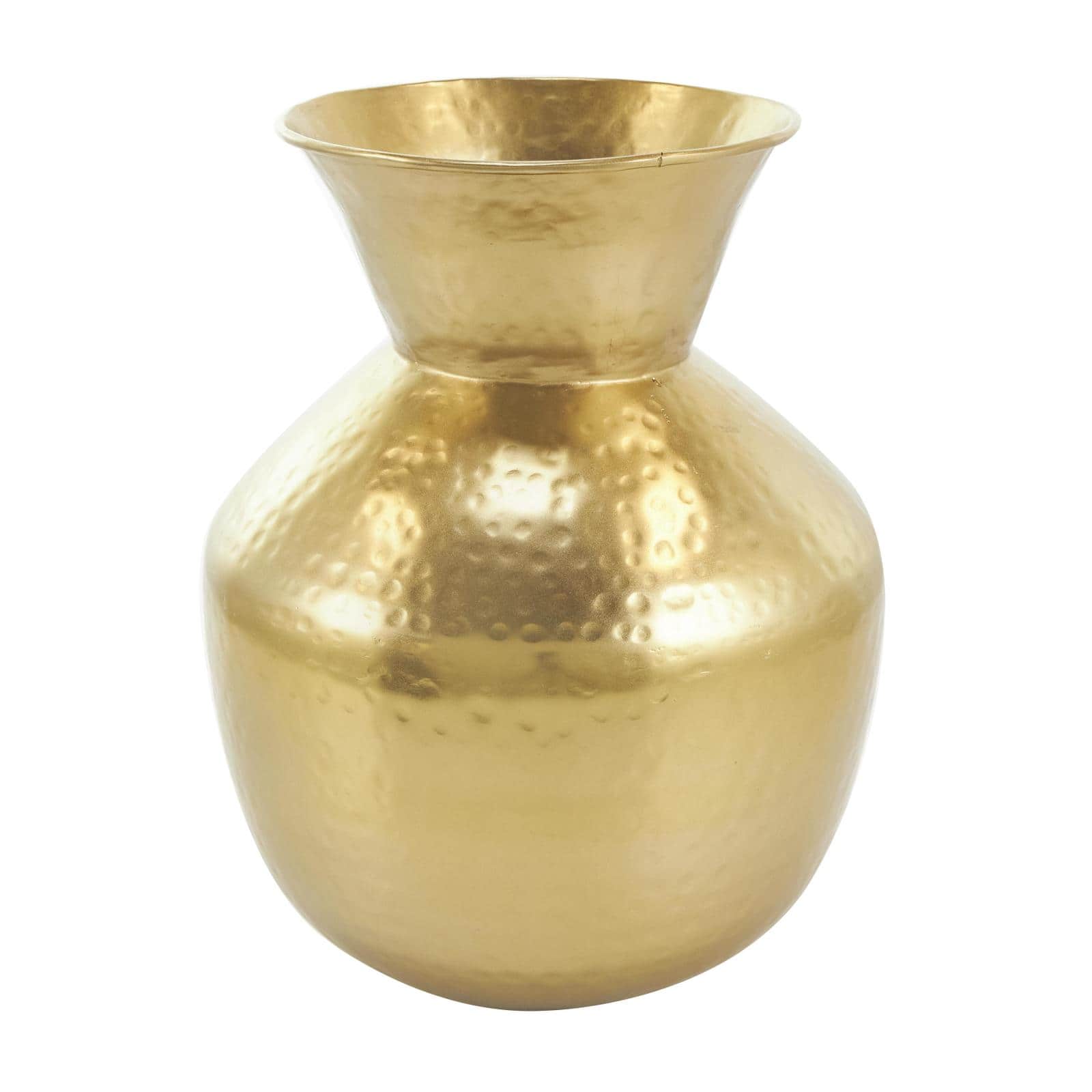 13&#x22; Gold Hammered Texture Metal Vase