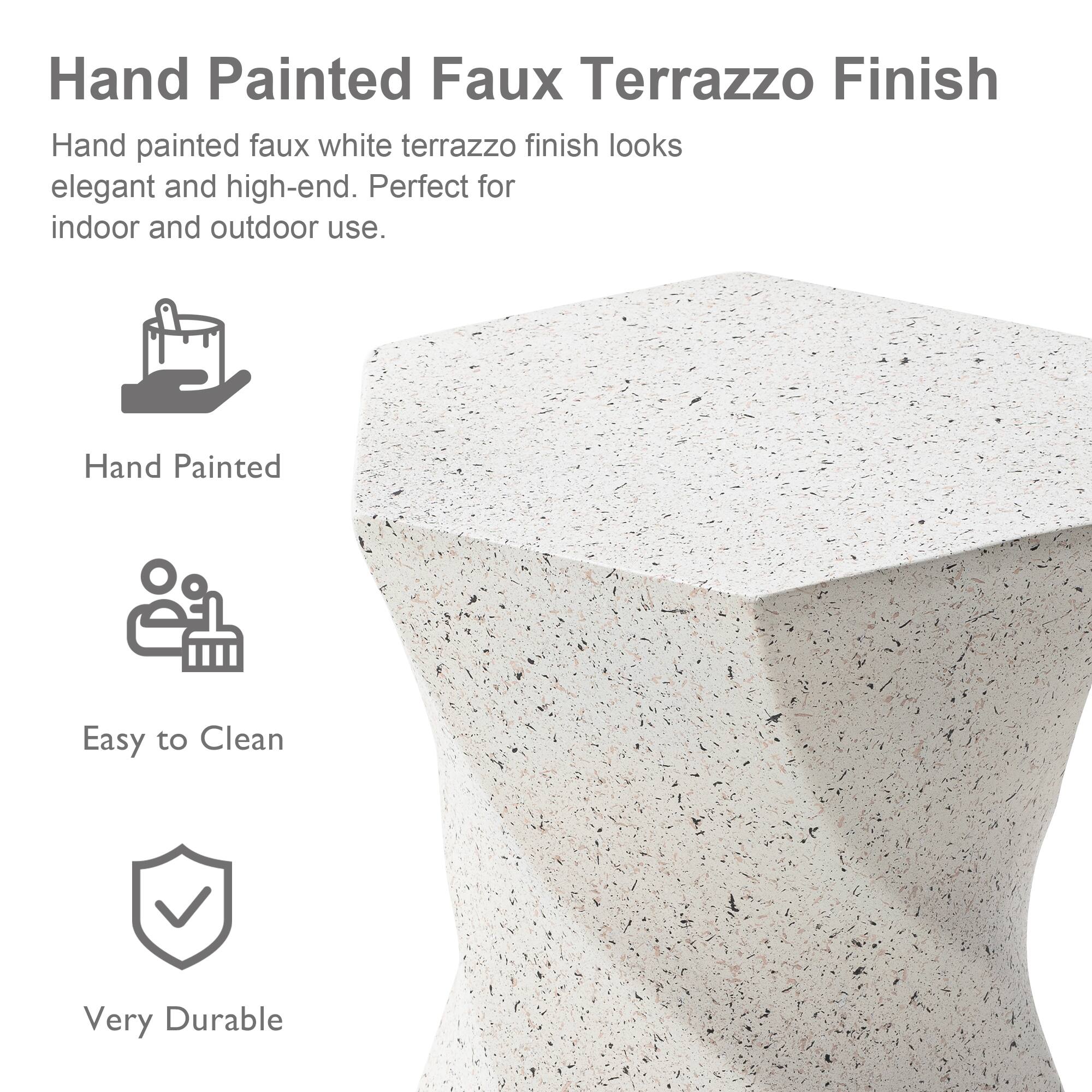 Glitzhome&#xAE; 17.75&#x22; Multifunctional Twist-Style Faux Terrazzo Garden Stool